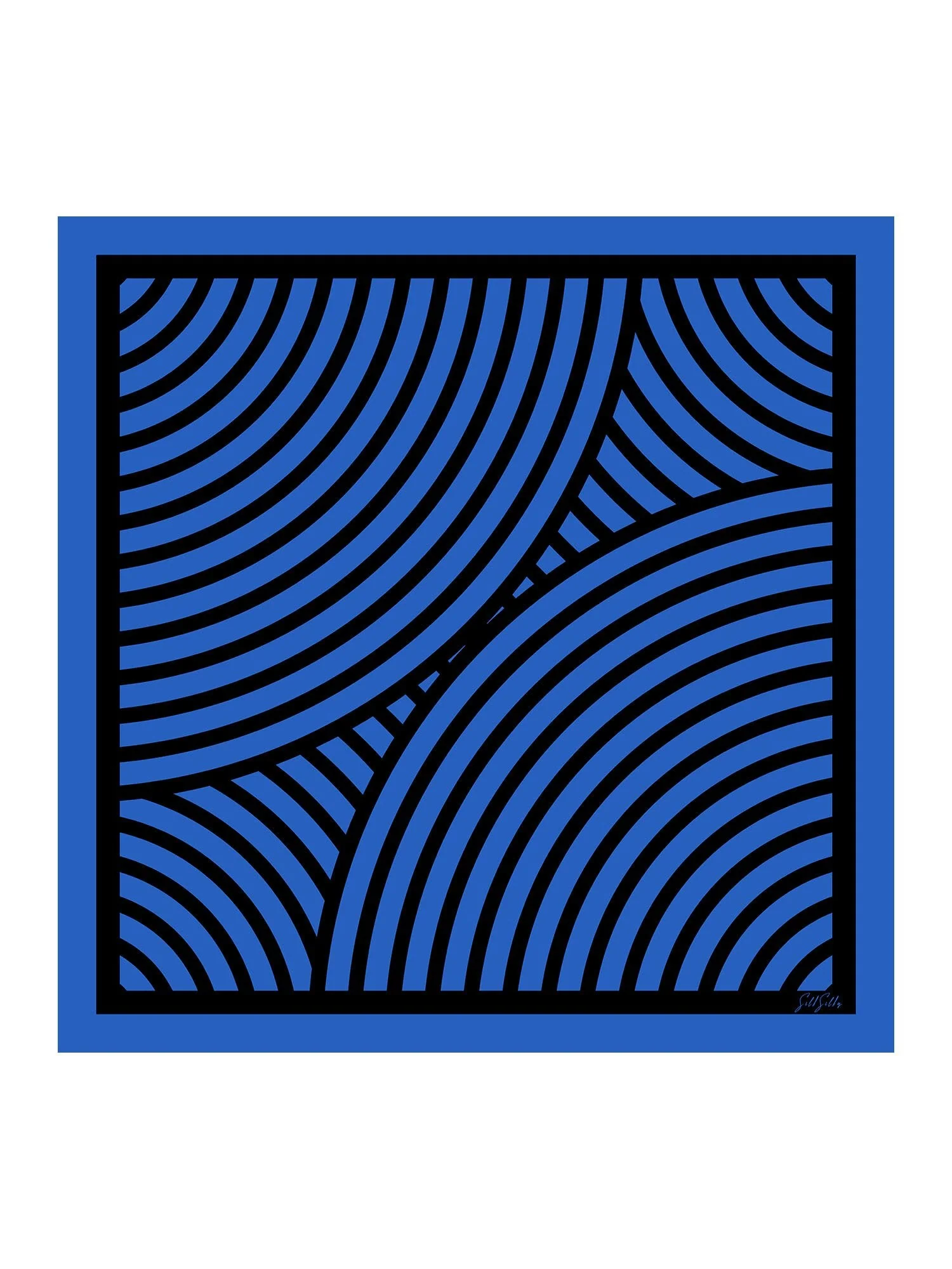 100% Muldbærsilke Halvcirkulær Geometri Trykt Tørklæde Størrelse 90x90cm - Image 10