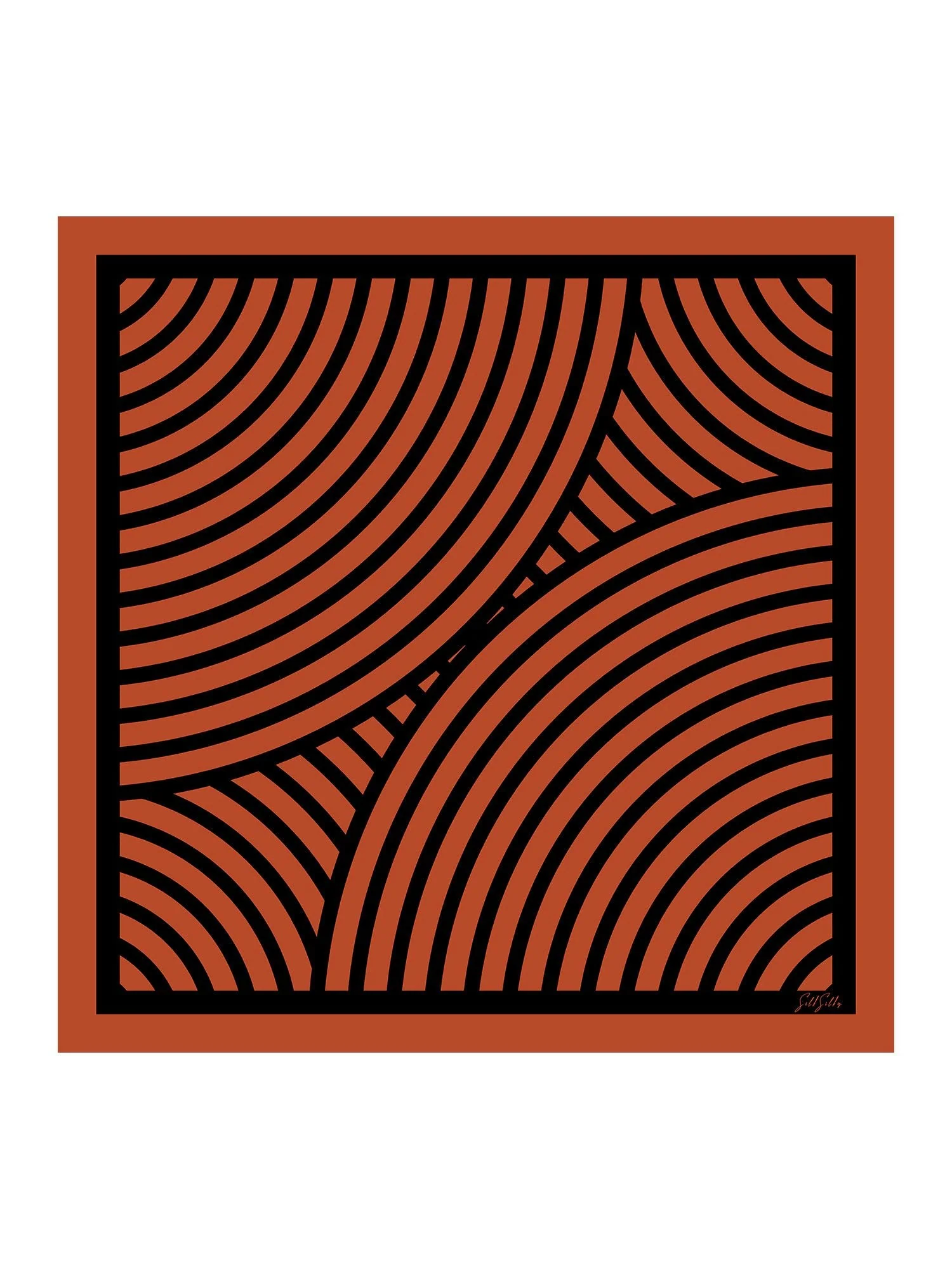 100% Muldbærsilke Halvcirkulær Geometri Trykt Tørklæde Størrelse 90x90cm - Image 14