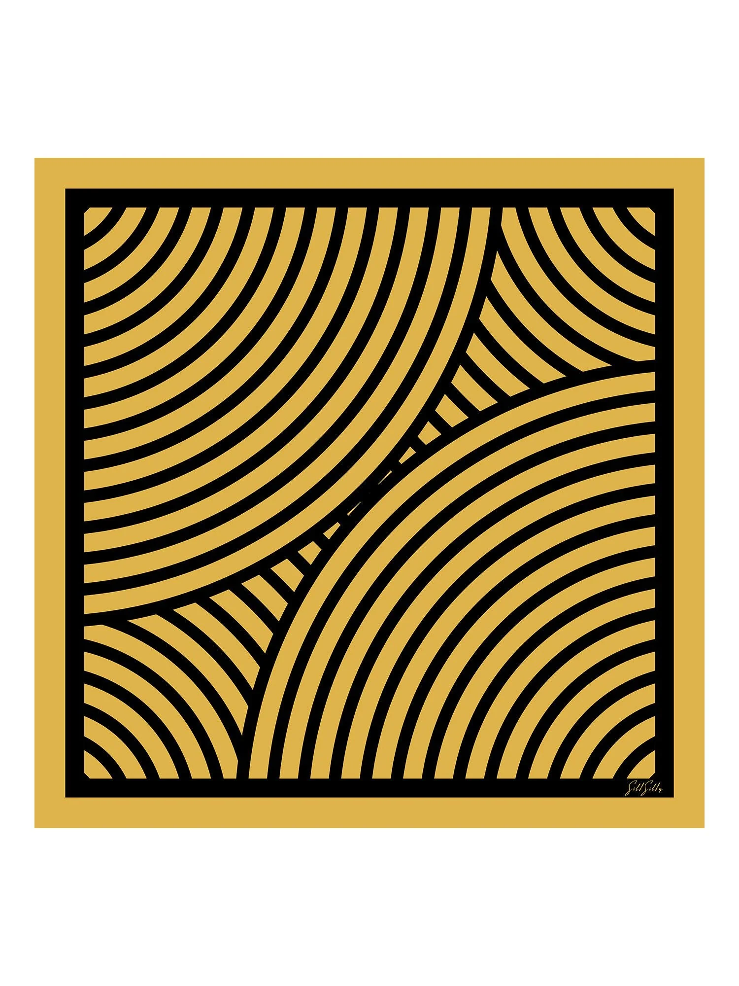 100% Muldbærsilke Halvcirkulær Geometri Trykt Tørklæde Størrelse 90x90cm - Image 6