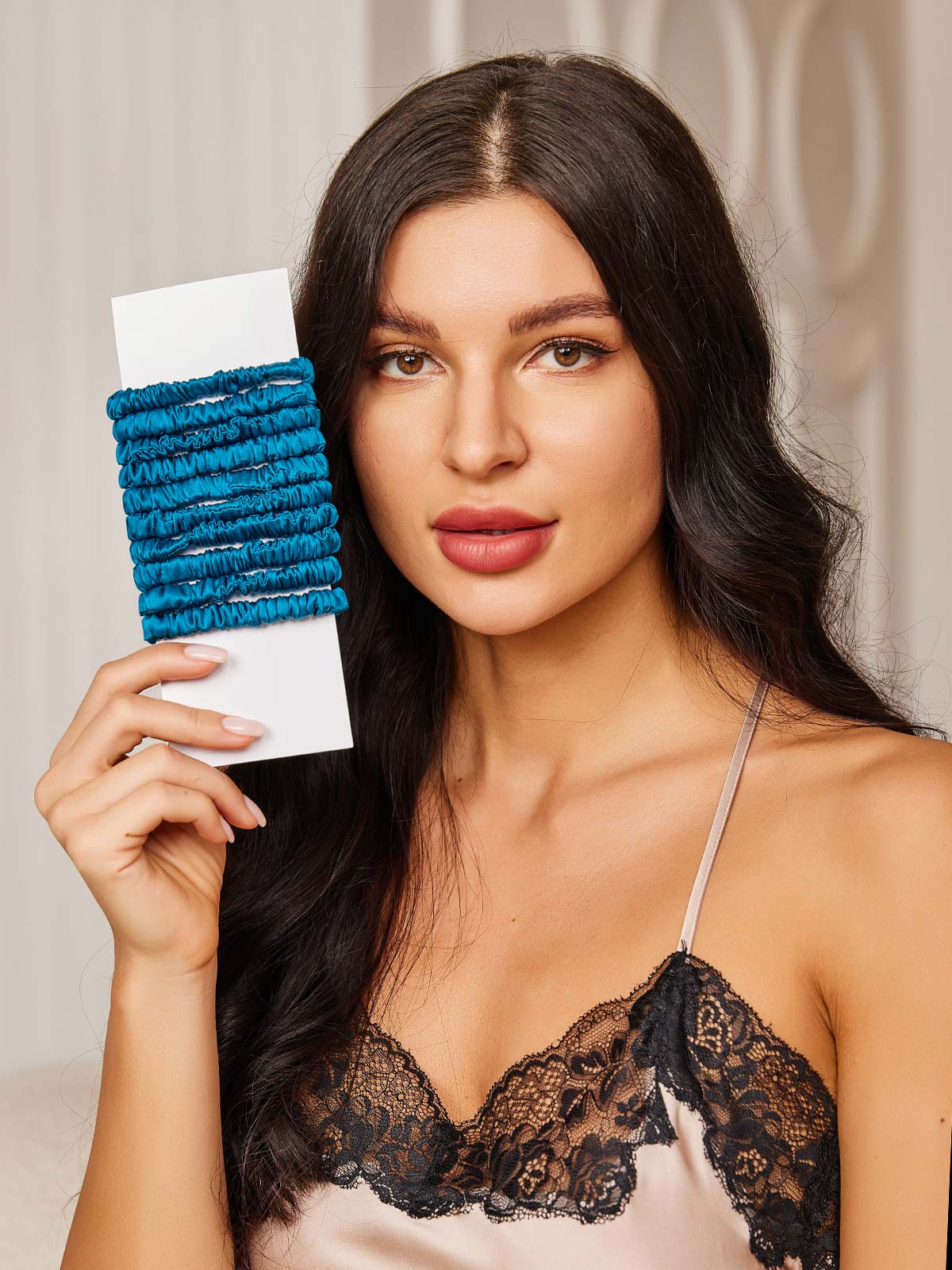10Stk Ren Silke Tynd Hår Scrunchies - 1cm - Image 15