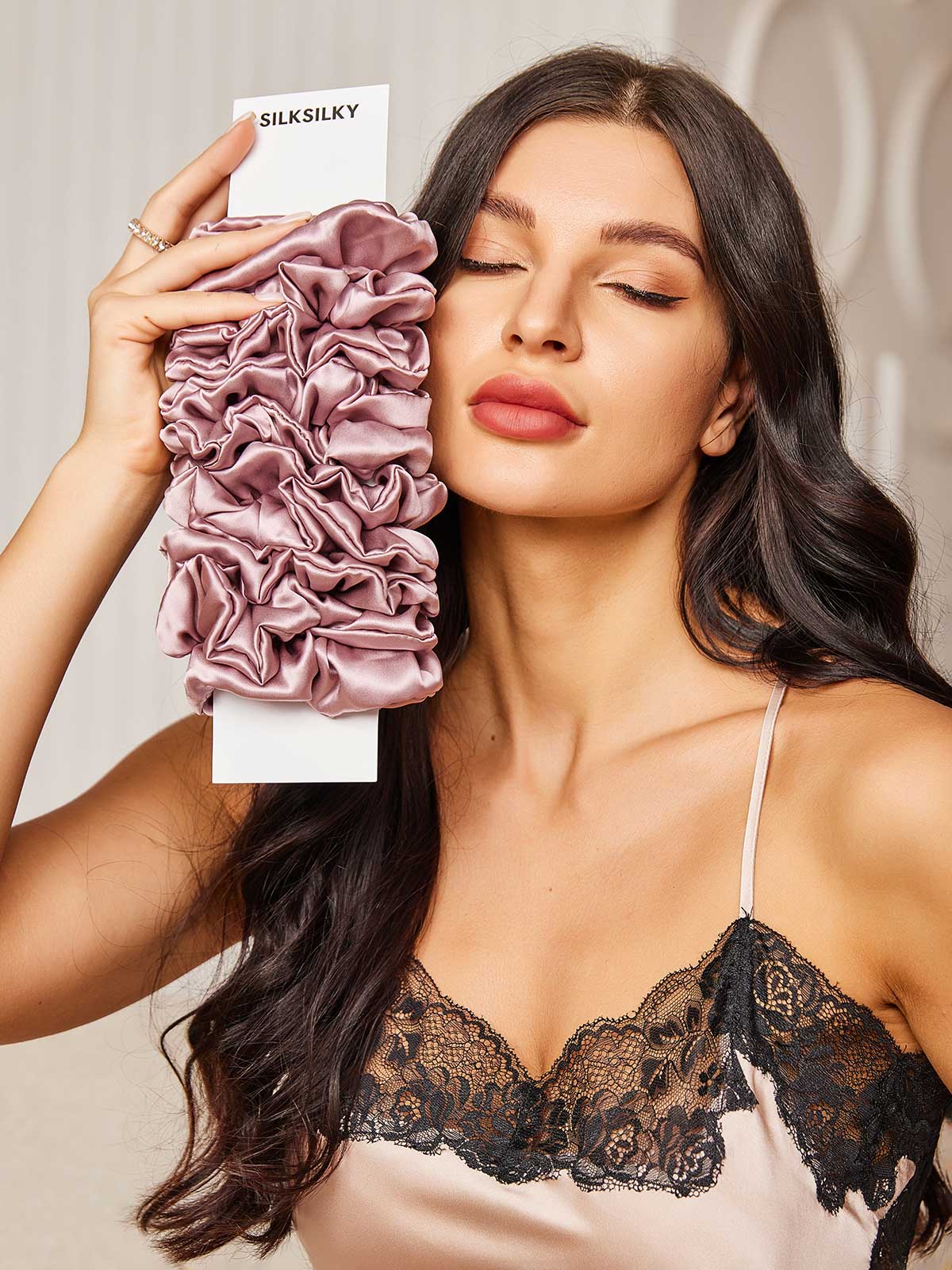 10Stk Ren Silke Stor Hår Scrunchies - 3.5cm - Image 37