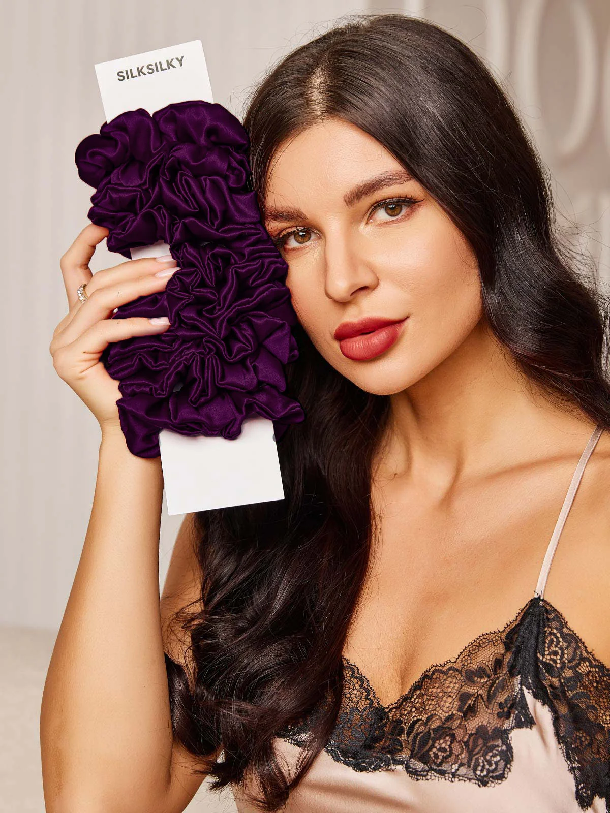 10Stk Ren Silke Klassisk Hår Scrunchies - 2cm - Image 12
