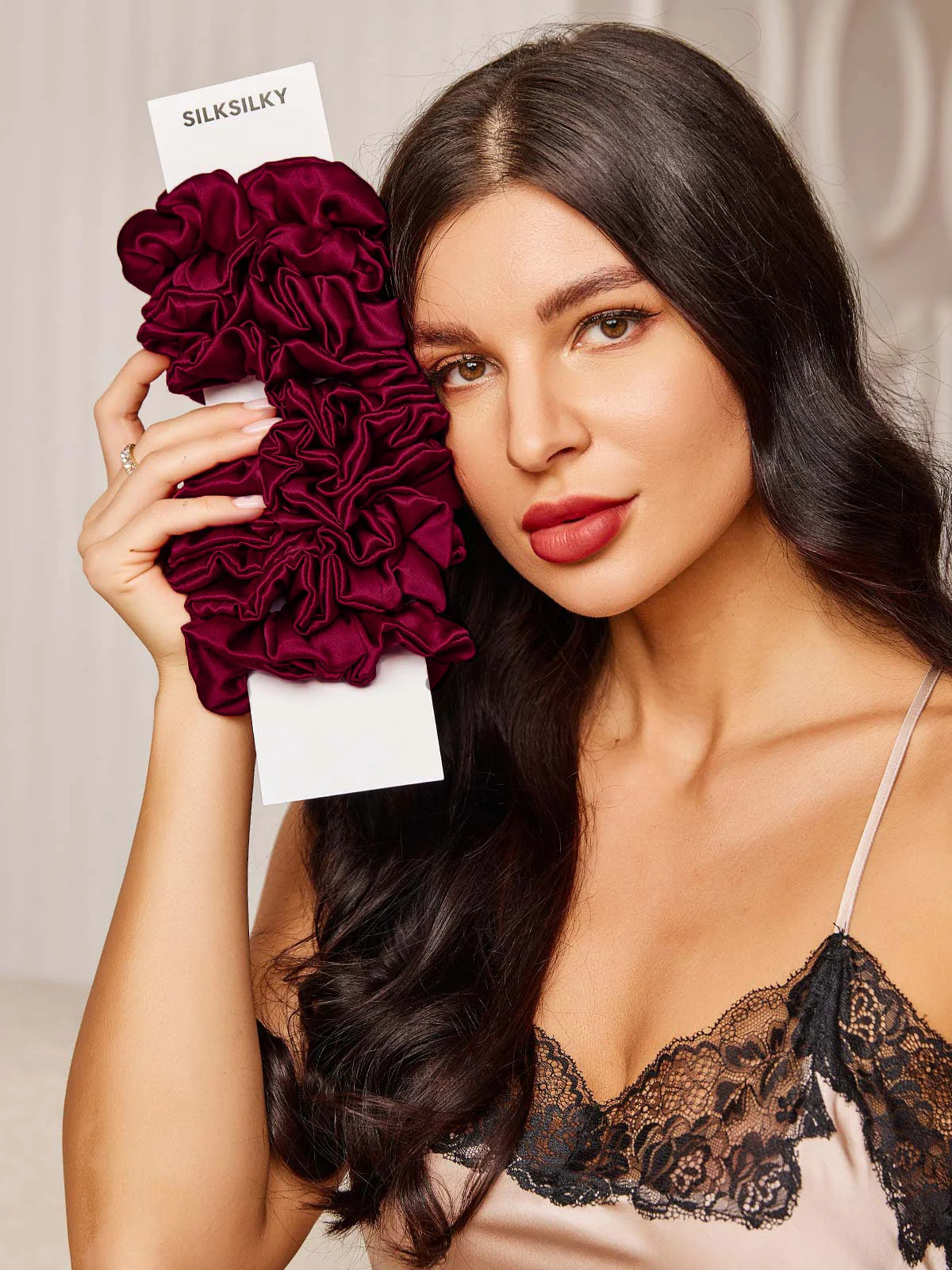 10Stk Ren Silke Klassisk Hår Scrunchies - 2cm - Image 30