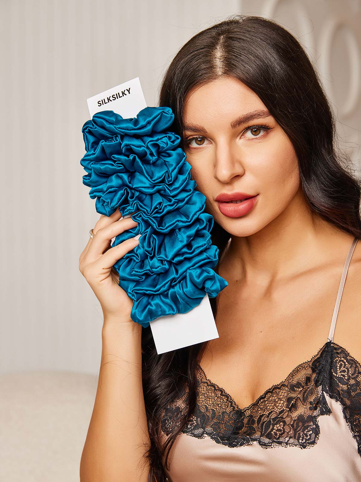 10Stk Ren Silke Klassisk Hår Scrunchies - 2cm - Image 48
