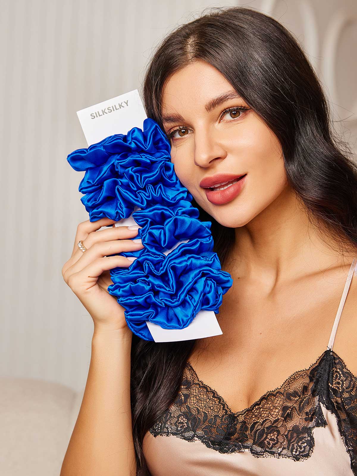 10Stk Ren Silke Klassisk Hår Scrunchies - 2cm - Image 58