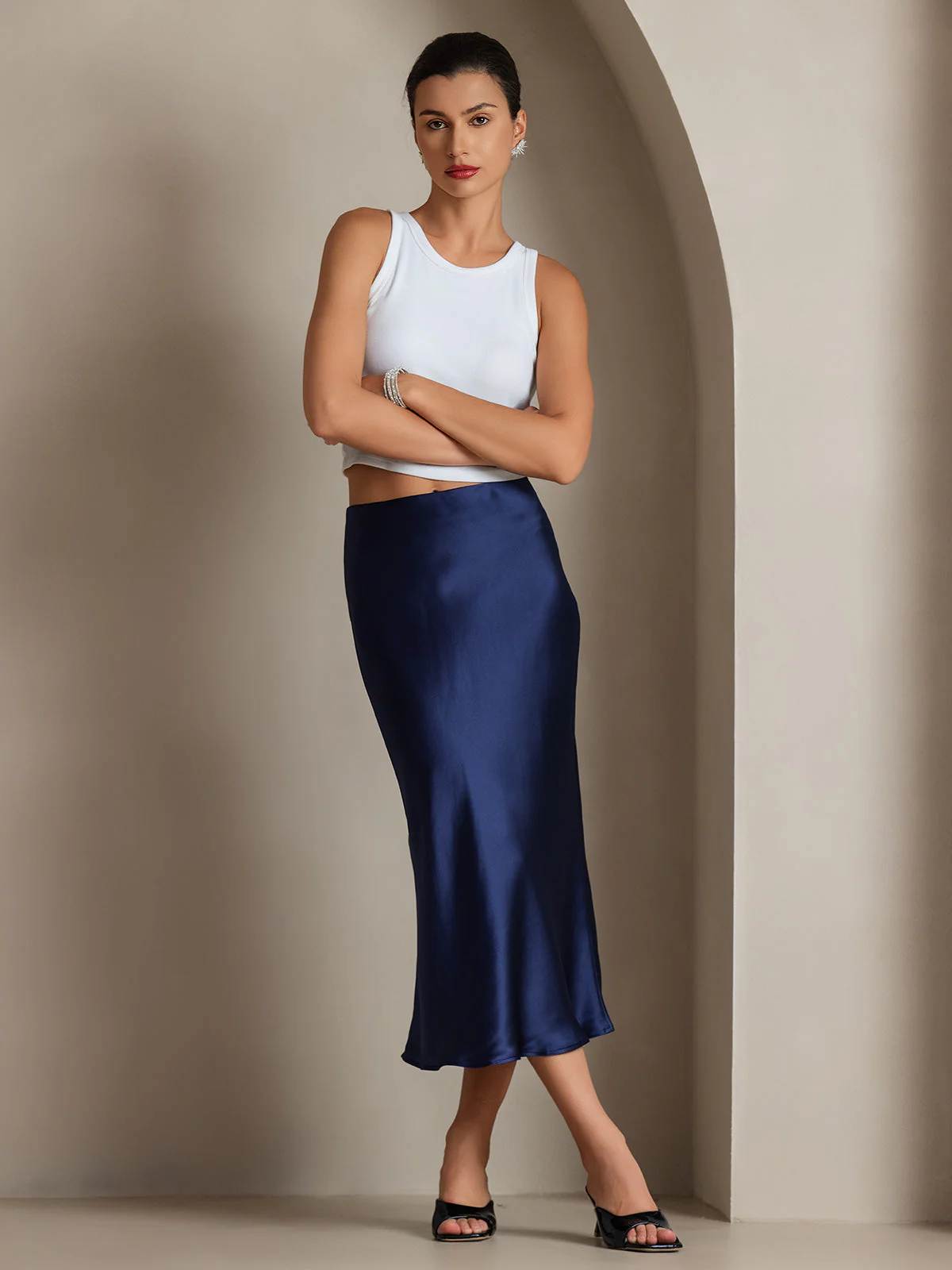 Elegant Basis Nederdel i Ren Silke