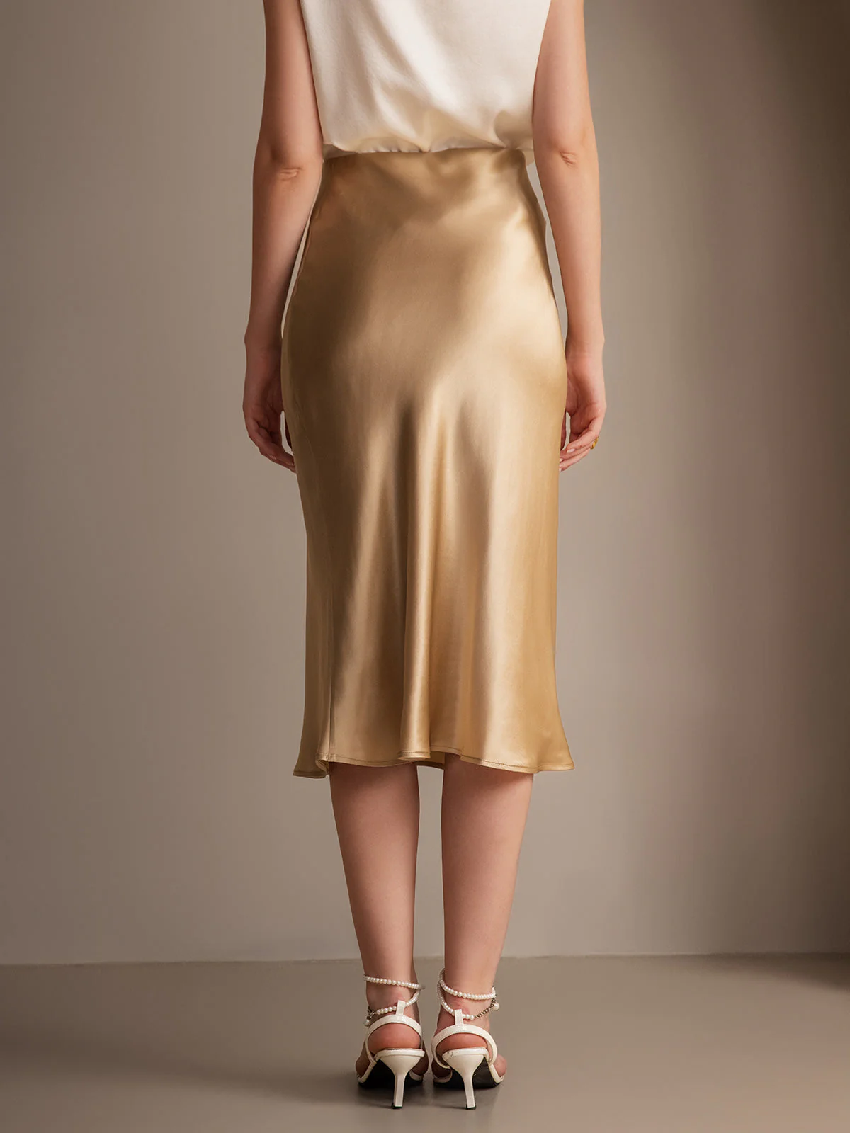 Elegant Basis Nederdel i Ren Silke - Image 31