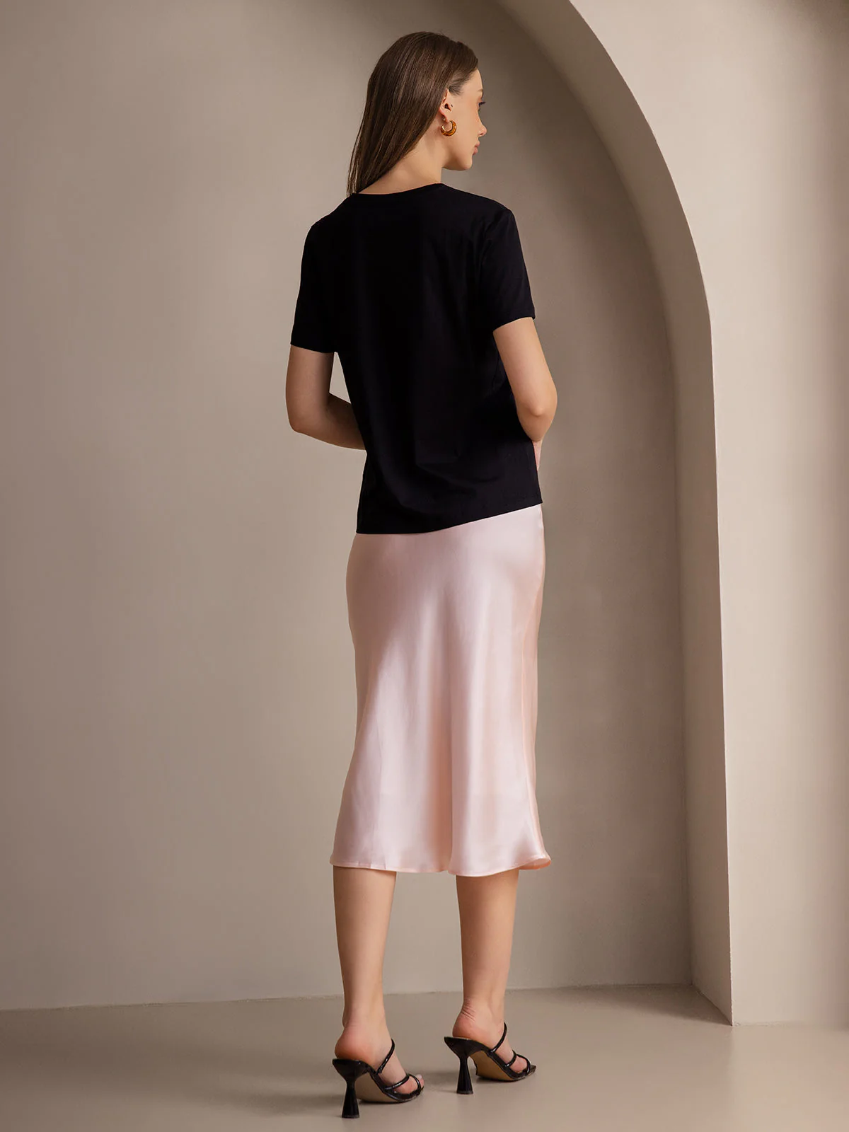 Elegant Basis Nederdel i Ren Silke - Image 78
