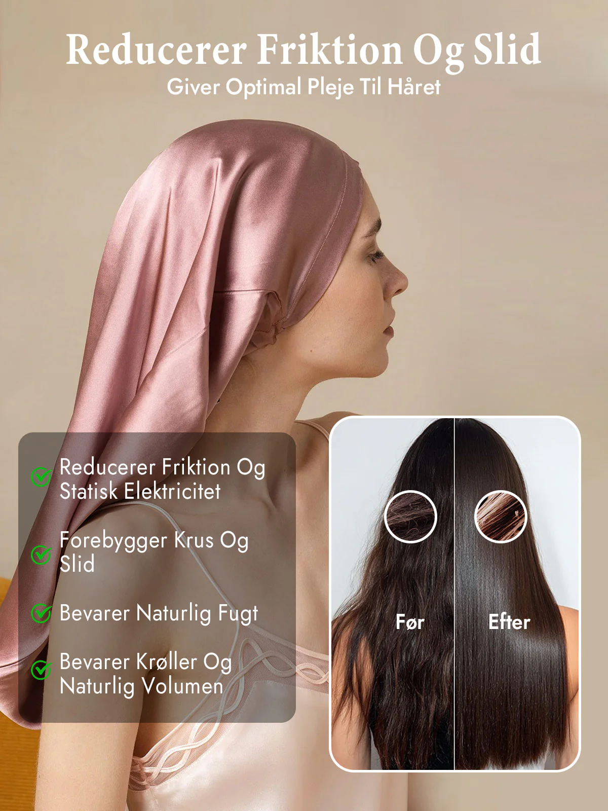 100% Morbærsilke Elegant Sovehætte til Langt Hår - Image 12