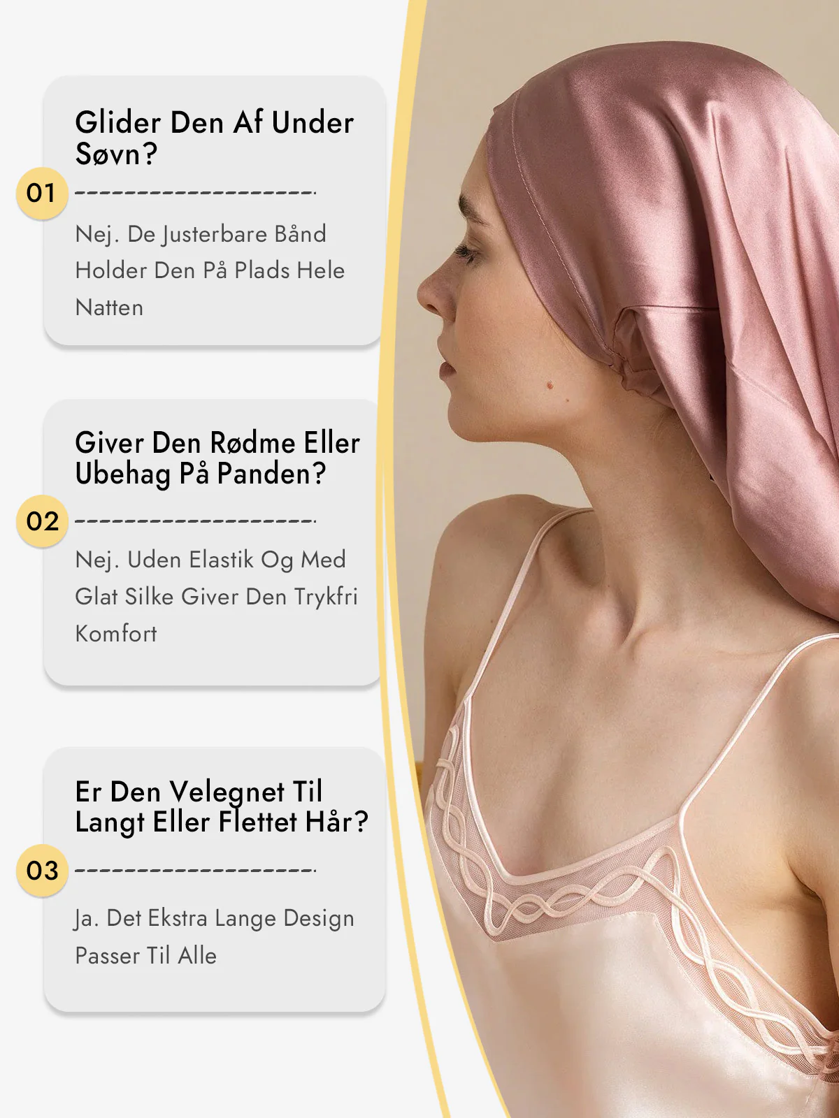 100% Morbærsilke Elegant Sovehætte til Langt Hår - Image 16
