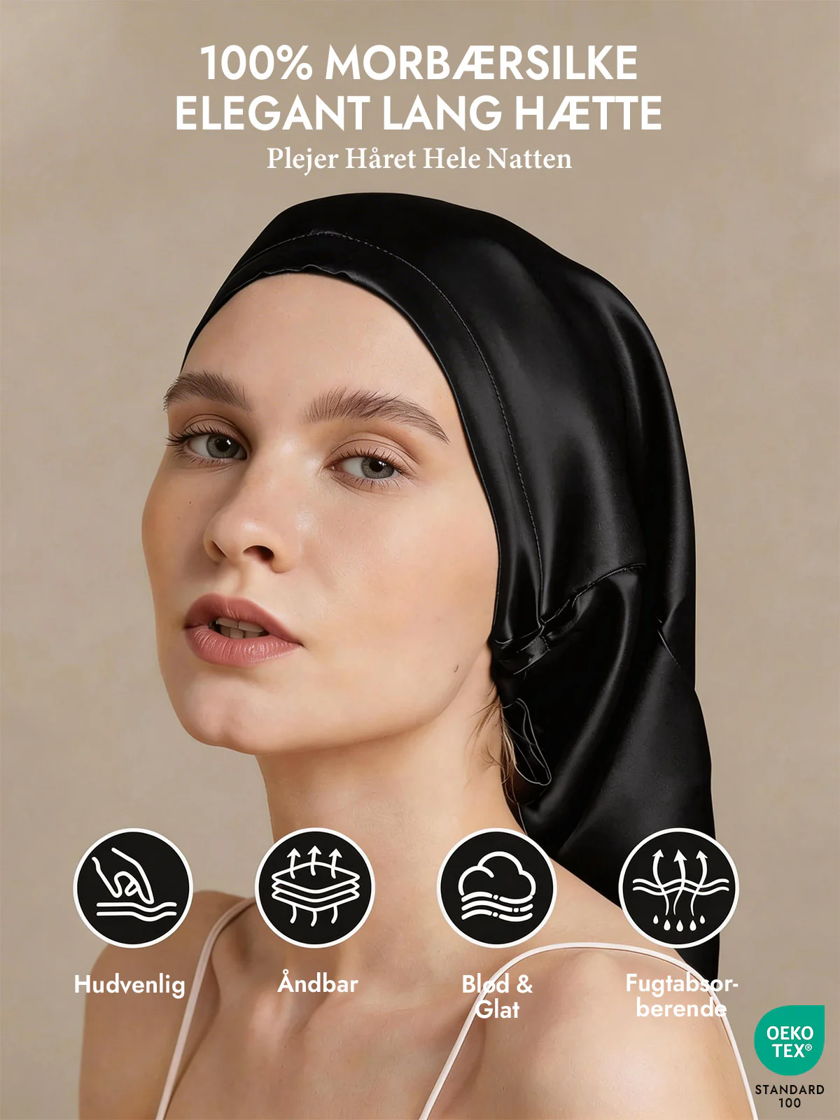 100% Morbærsilke Elegant Sovehætte til Langt Hår - Image 18