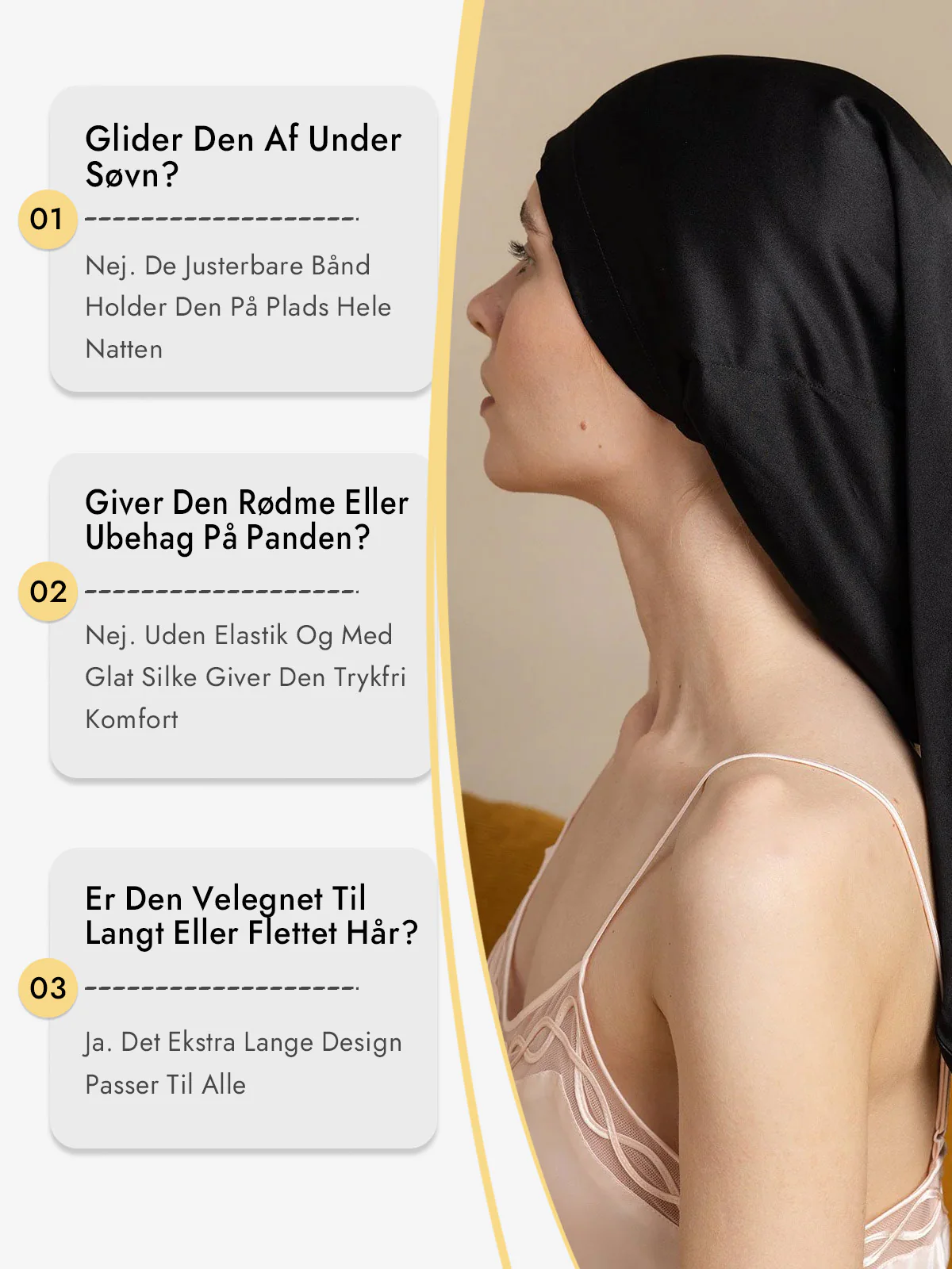 100% Morbærsilke Elegant Sovehætte til Langt Hår - Image 24
