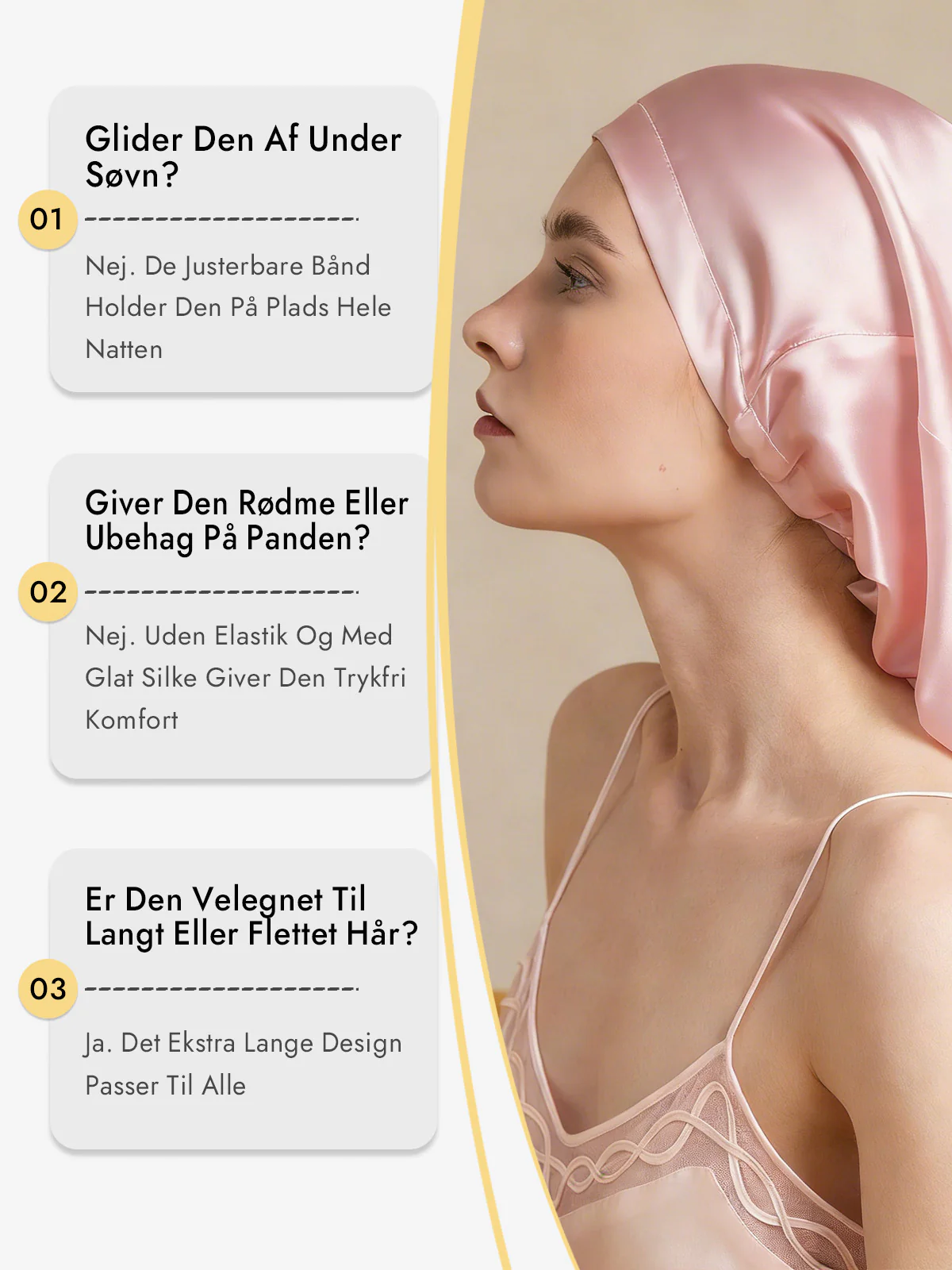 100% Morbærsilke Elegant Sovehætte til Langt Hår - Image 32