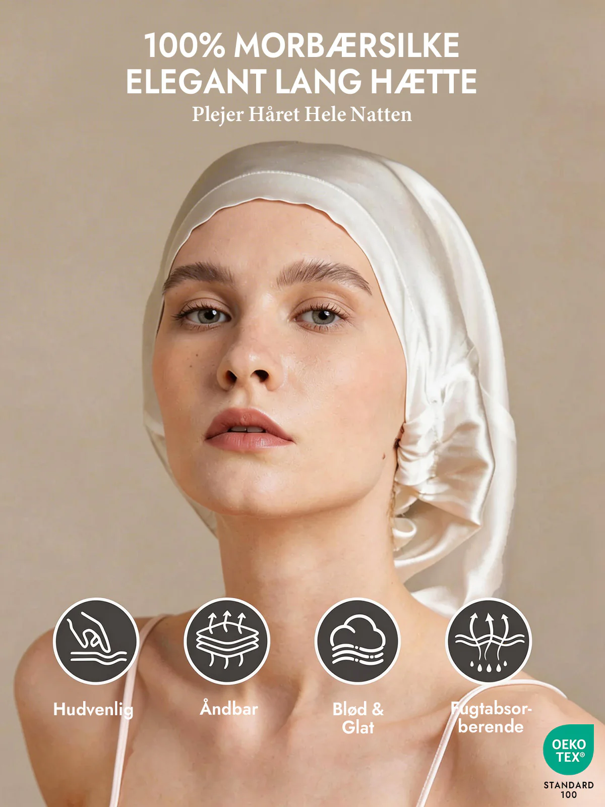 100% Morbærsilke Elegant Sovehætte til Langt Hår - Image 34