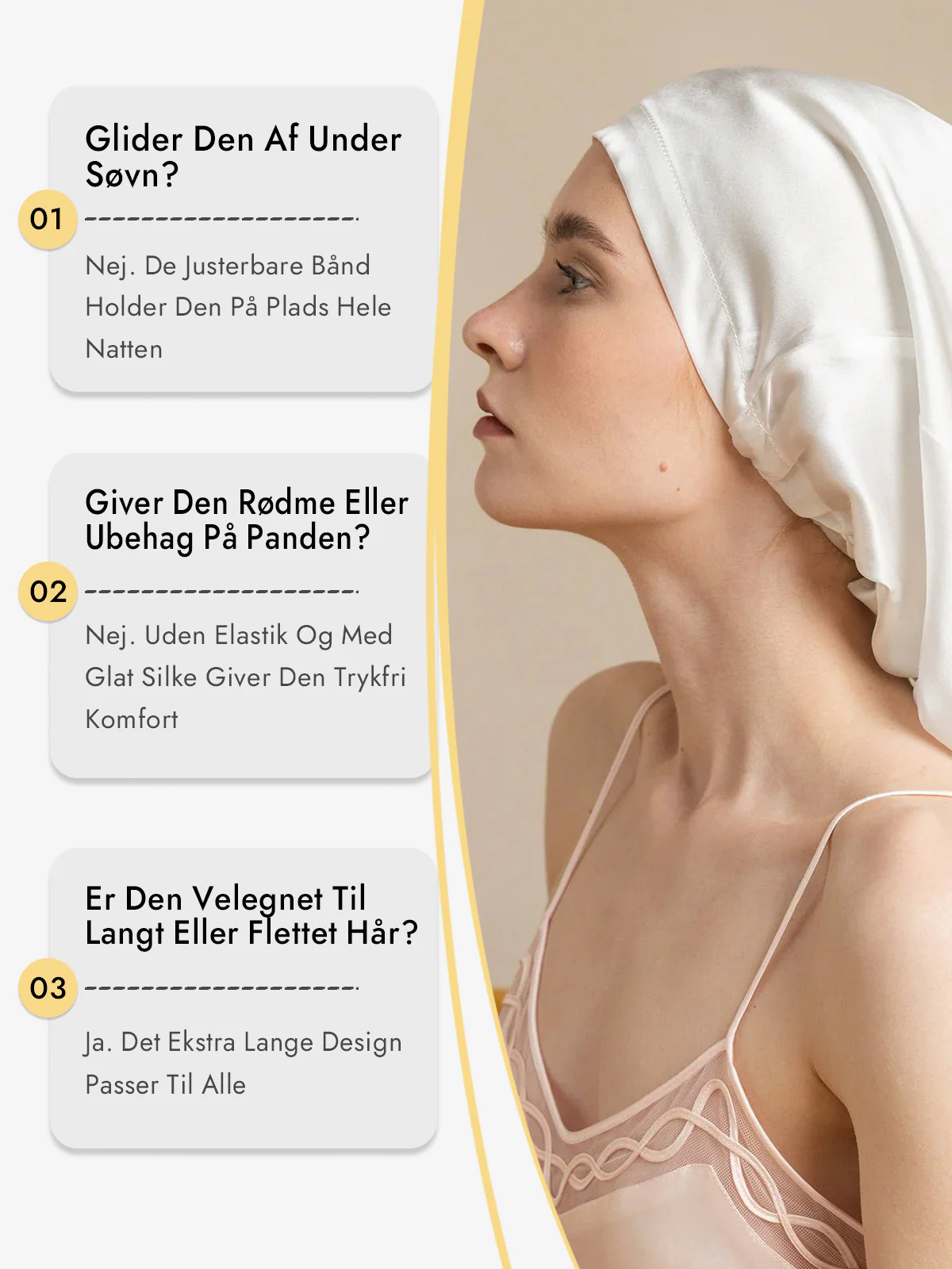 100% Morbærsilke Elegant Sovehætte til Langt Hår - Image 40