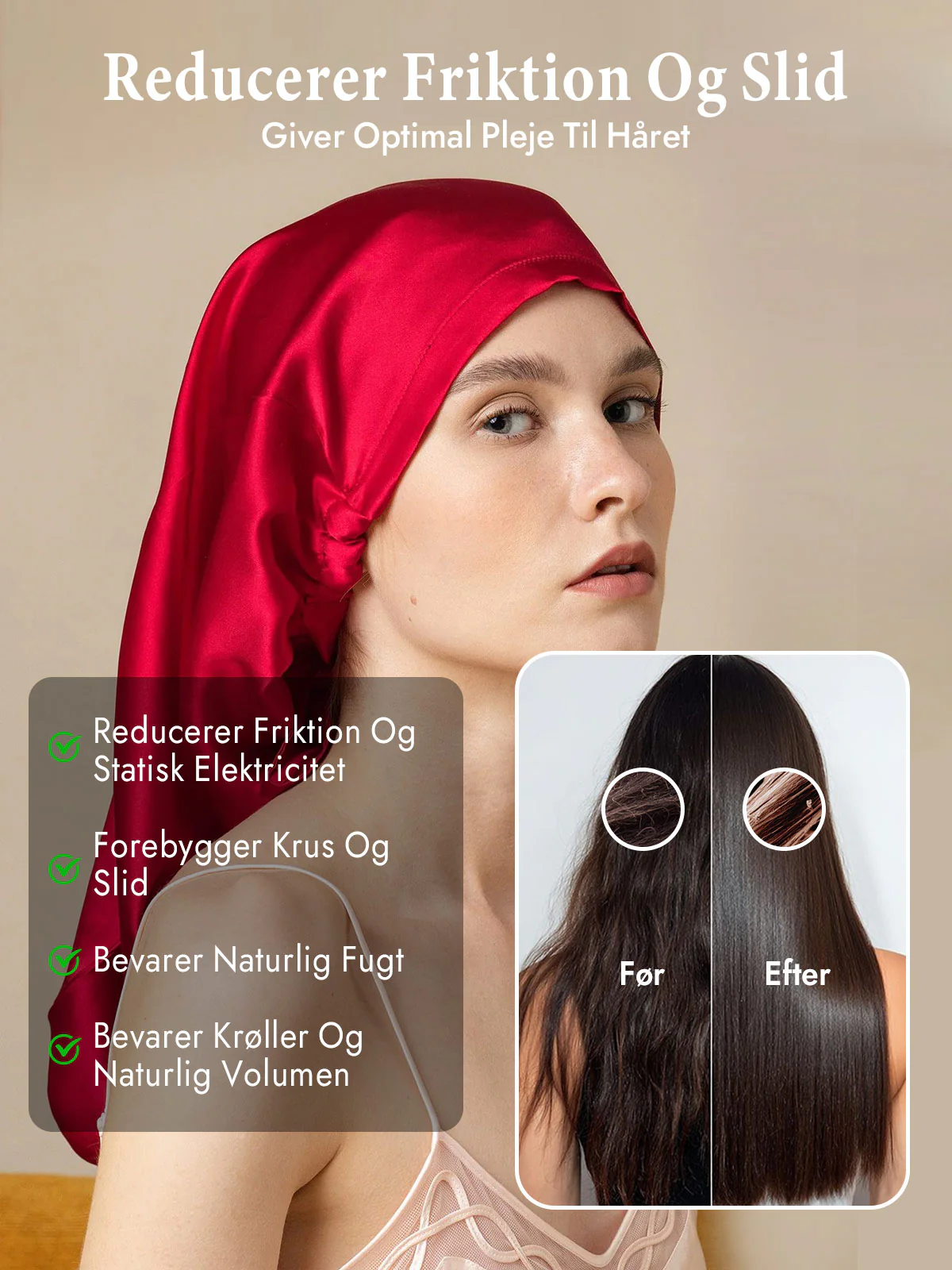 100% Morbærsilke Elegant Sovehætte til Langt Hår - Image 44