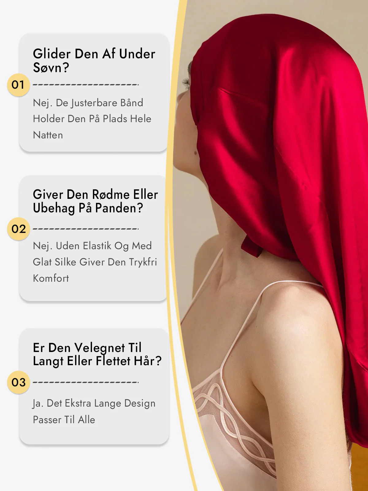 100% Morbærsilke Elegant Sovehætte til Langt Hår - Image 48