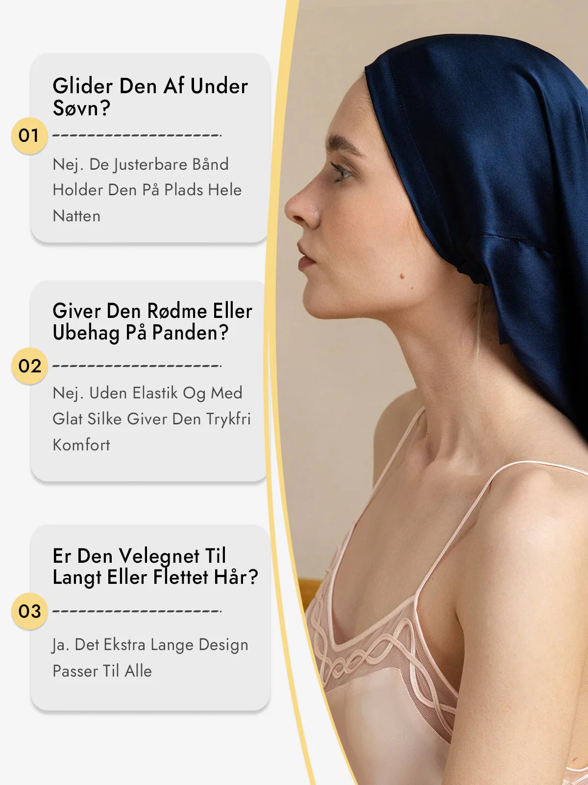 100% Morbærsilke Elegant Sovehætte til Langt Hår - Image 8