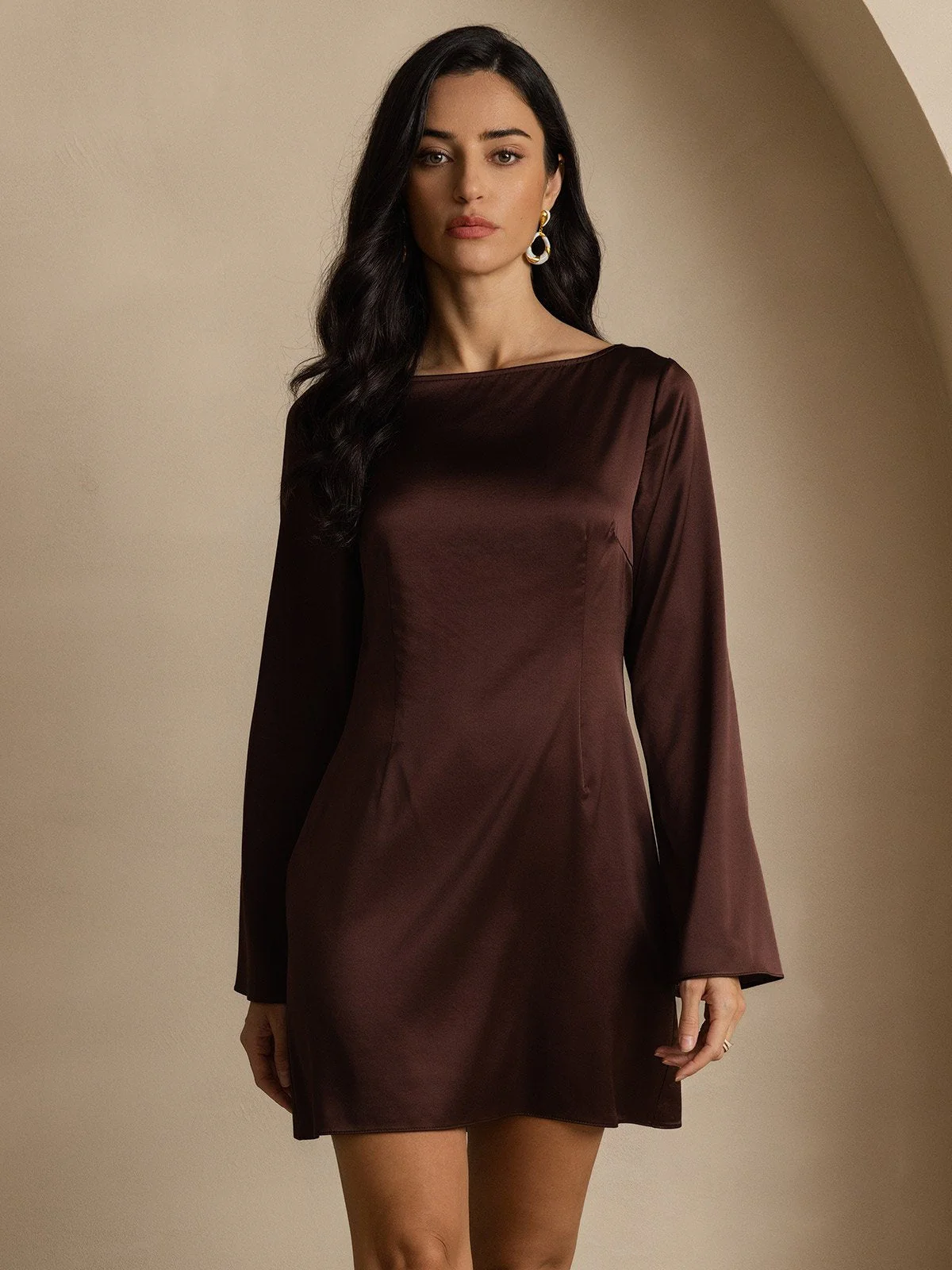 19Momme Silke Elegant Langærmet Kjole - Image 10
