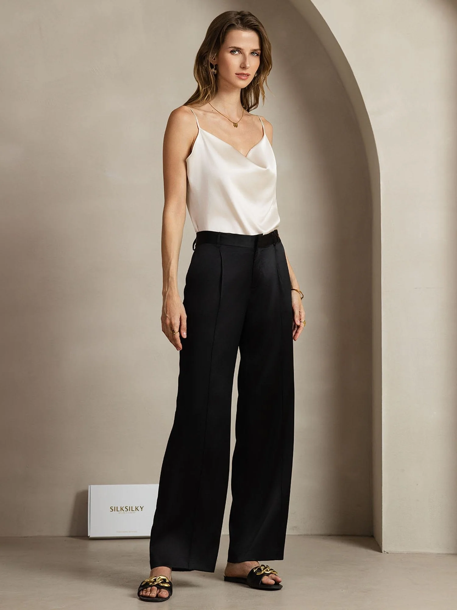 19Momme Silke Lige Damebukser Med Sidelommer Design - Image 12