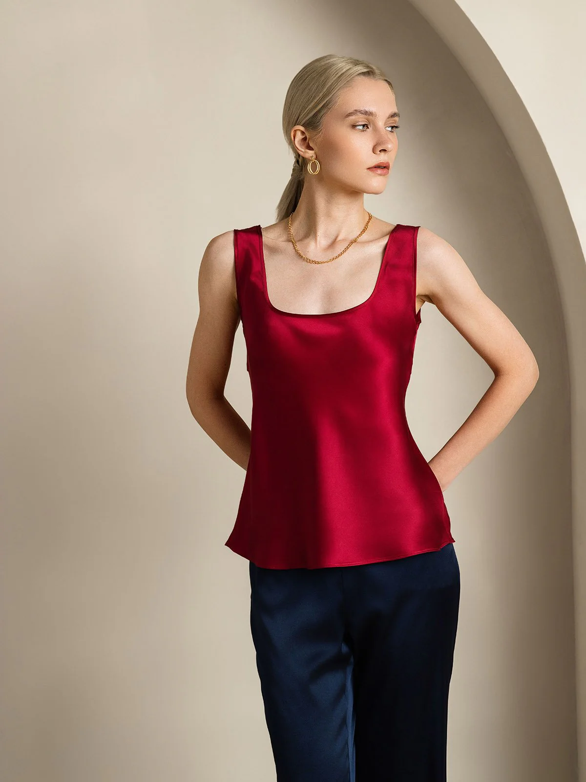 19Momme Silke U-hals Strop TankTop - Image 41