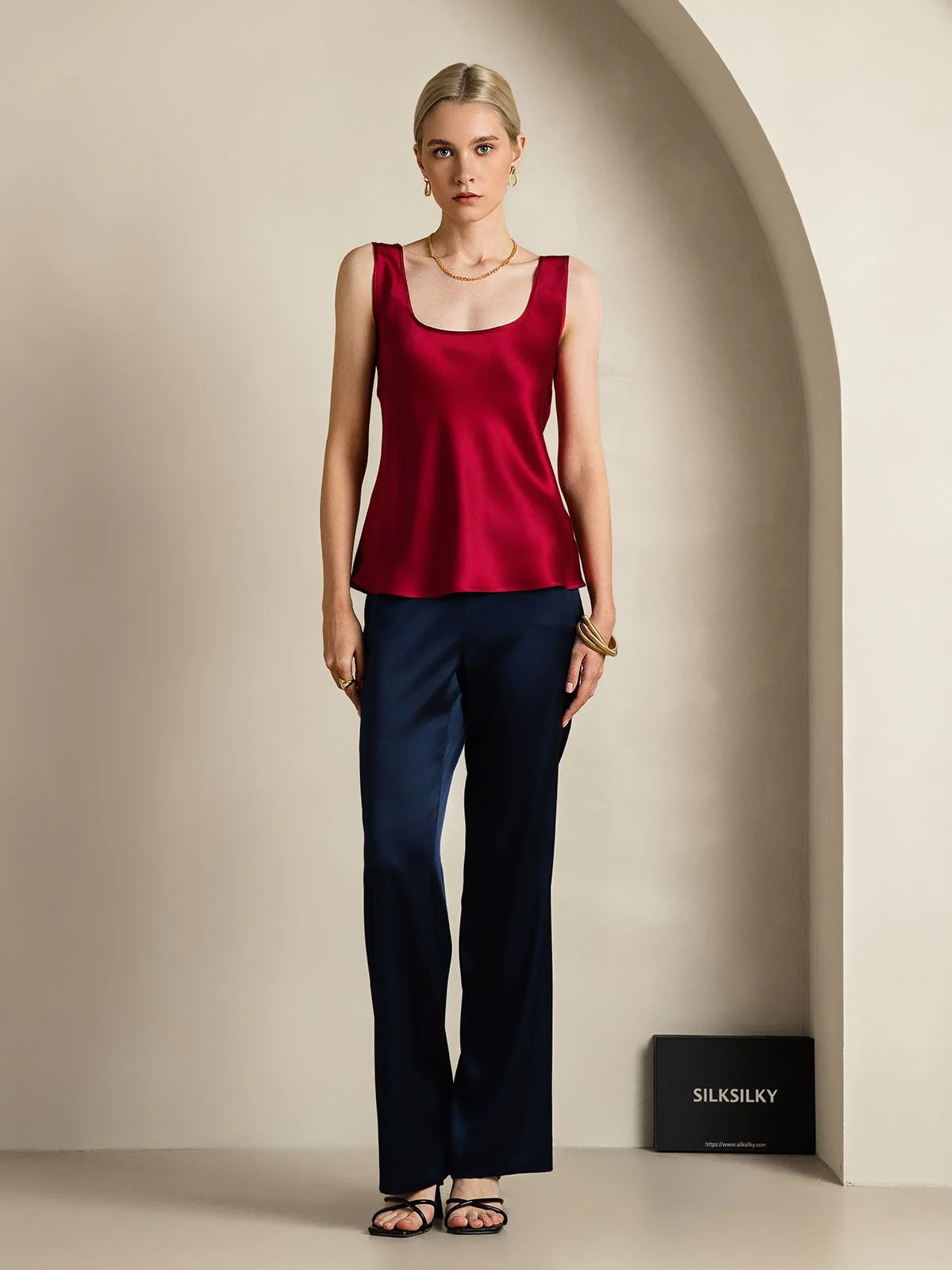19Momme Silke U-hals Strop TankTop - Image 44