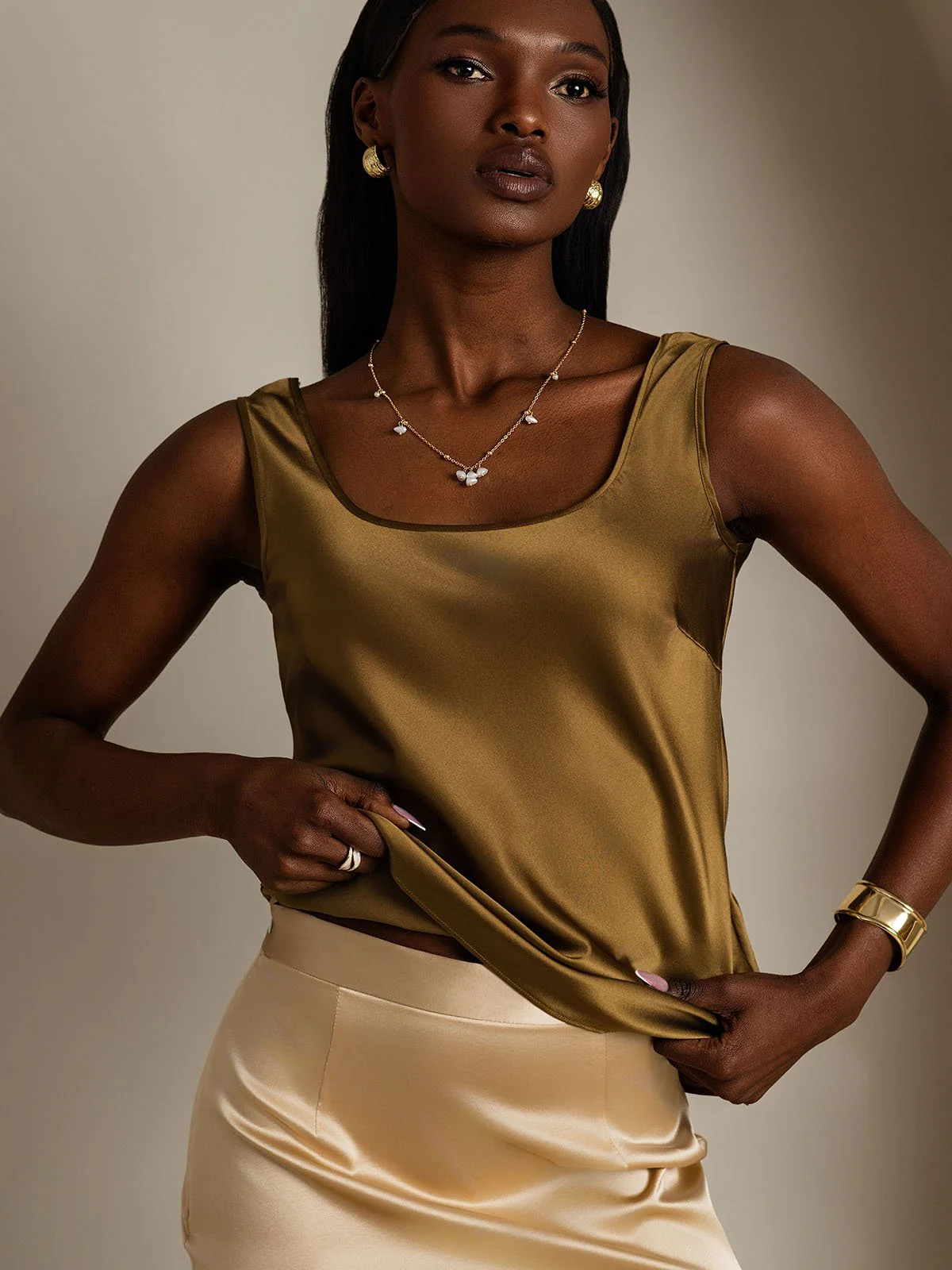 19Momme Silke U-hals Strop TankTop - Image 56
