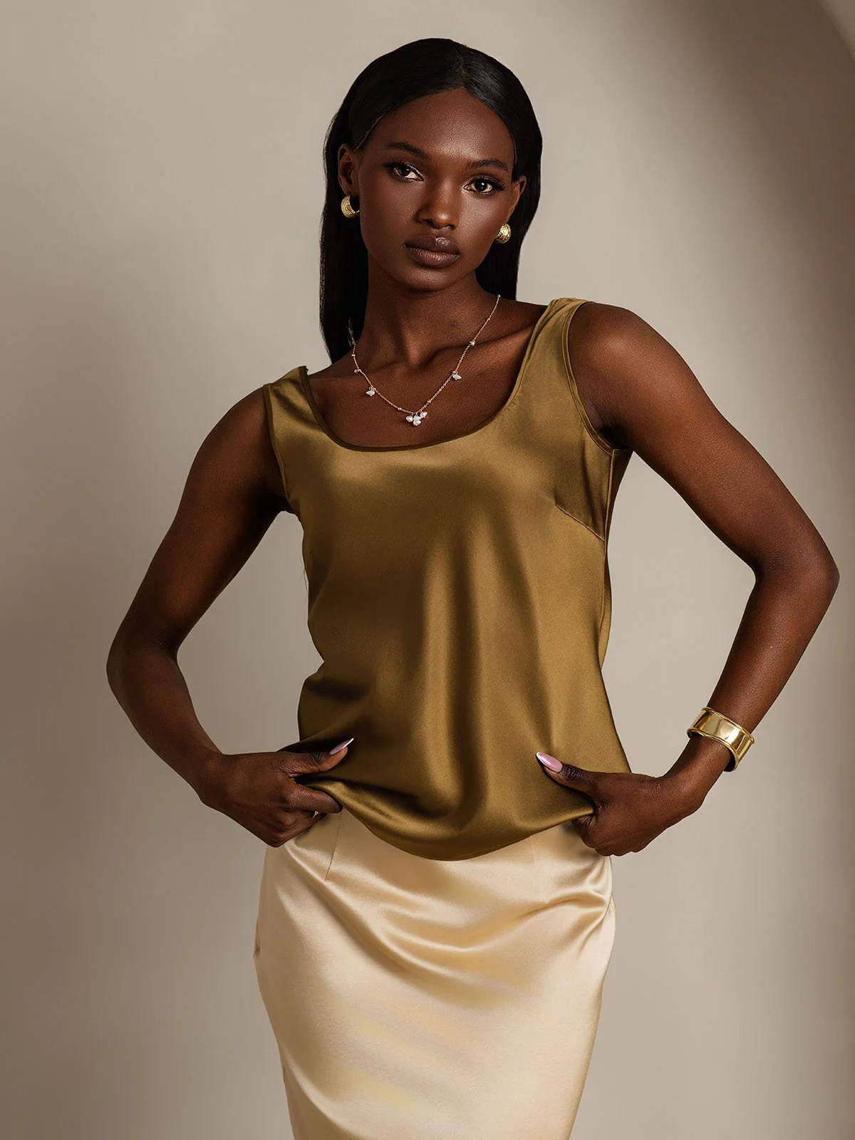 19Momme Silke U-hals Strop TankTop - Image 58