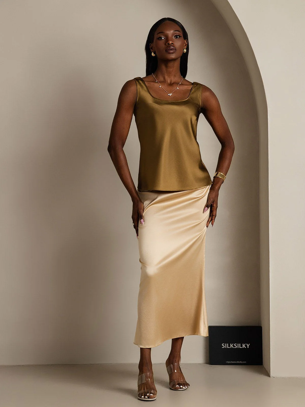 19Momme Silke U-hals Strop TankTop - Image 60