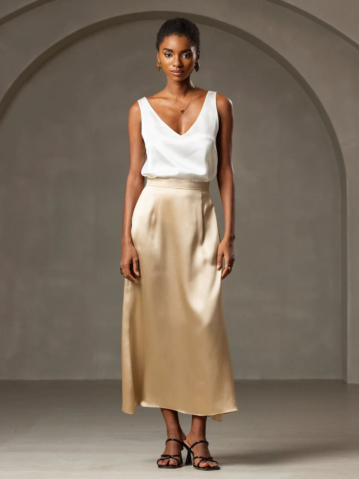 19Momme Silke V-hals strop TankTop