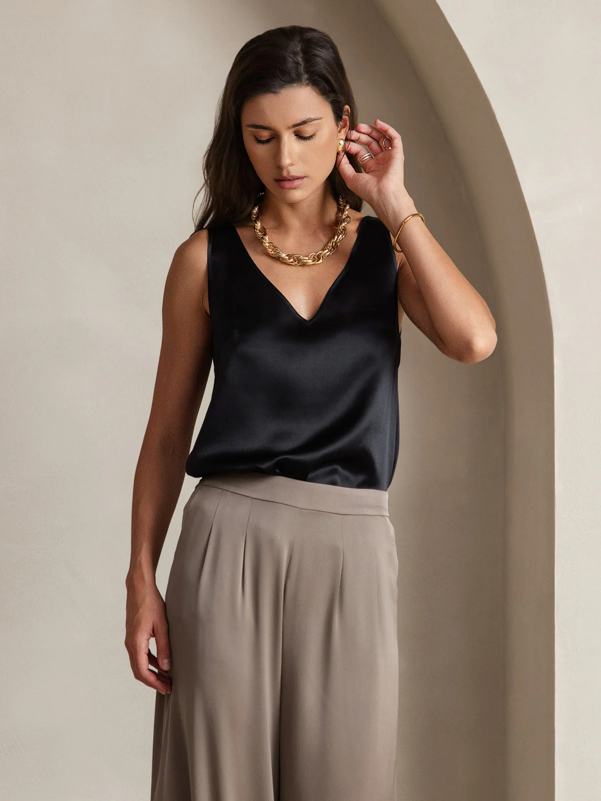 19Momme Silke V-hals strop TankTop - Image 17