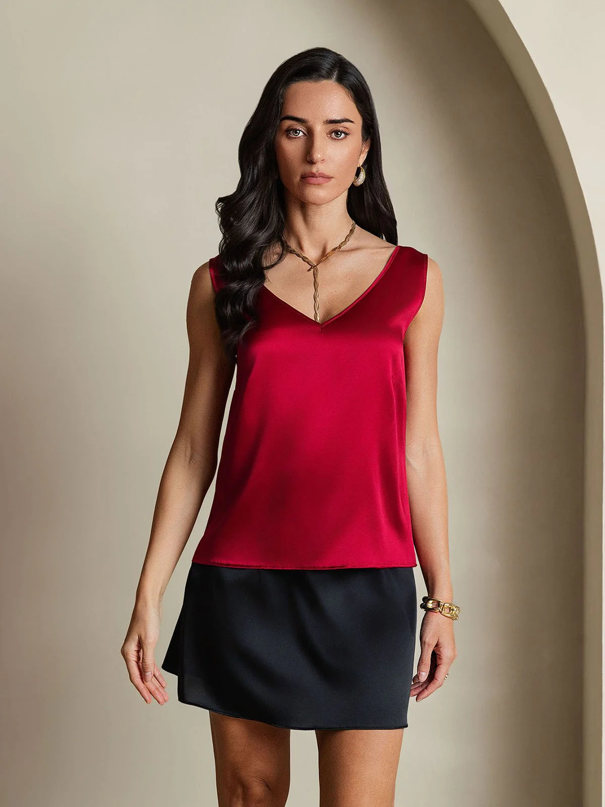 19Momme Silke V-hals strop TankTop - Image 44