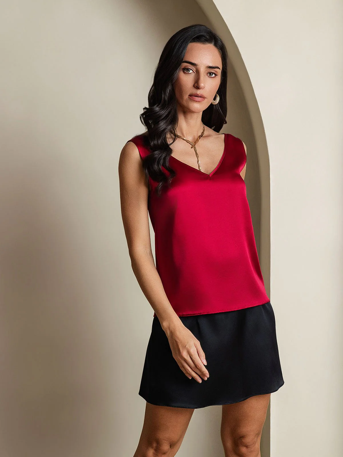 19Momme Silke V-hals strop TankTop - Image 45