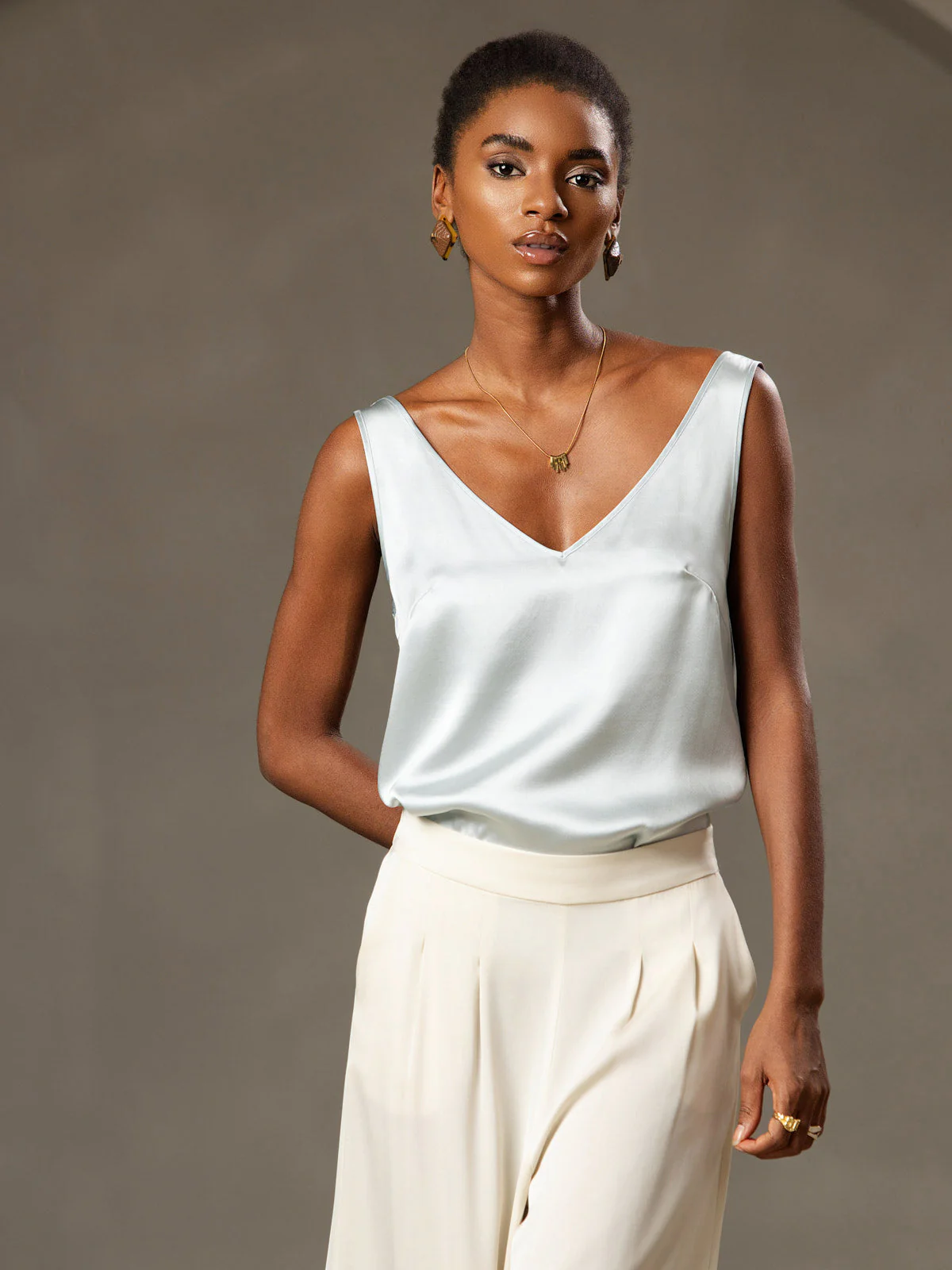 19Momme Silke V-hals strop TankTop - Image 51
