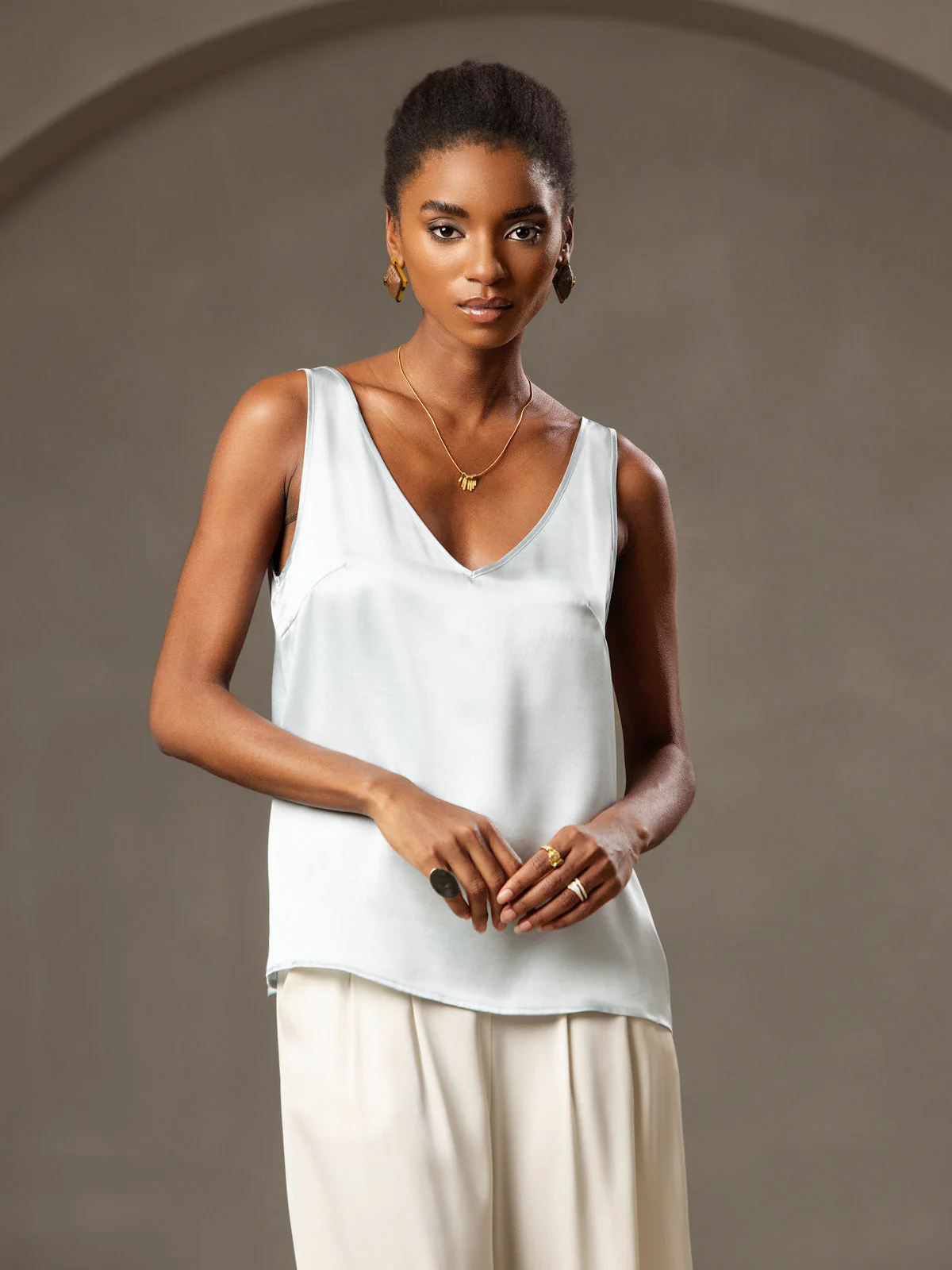 19Momme Silke V-hals strop TankTop - Image 54