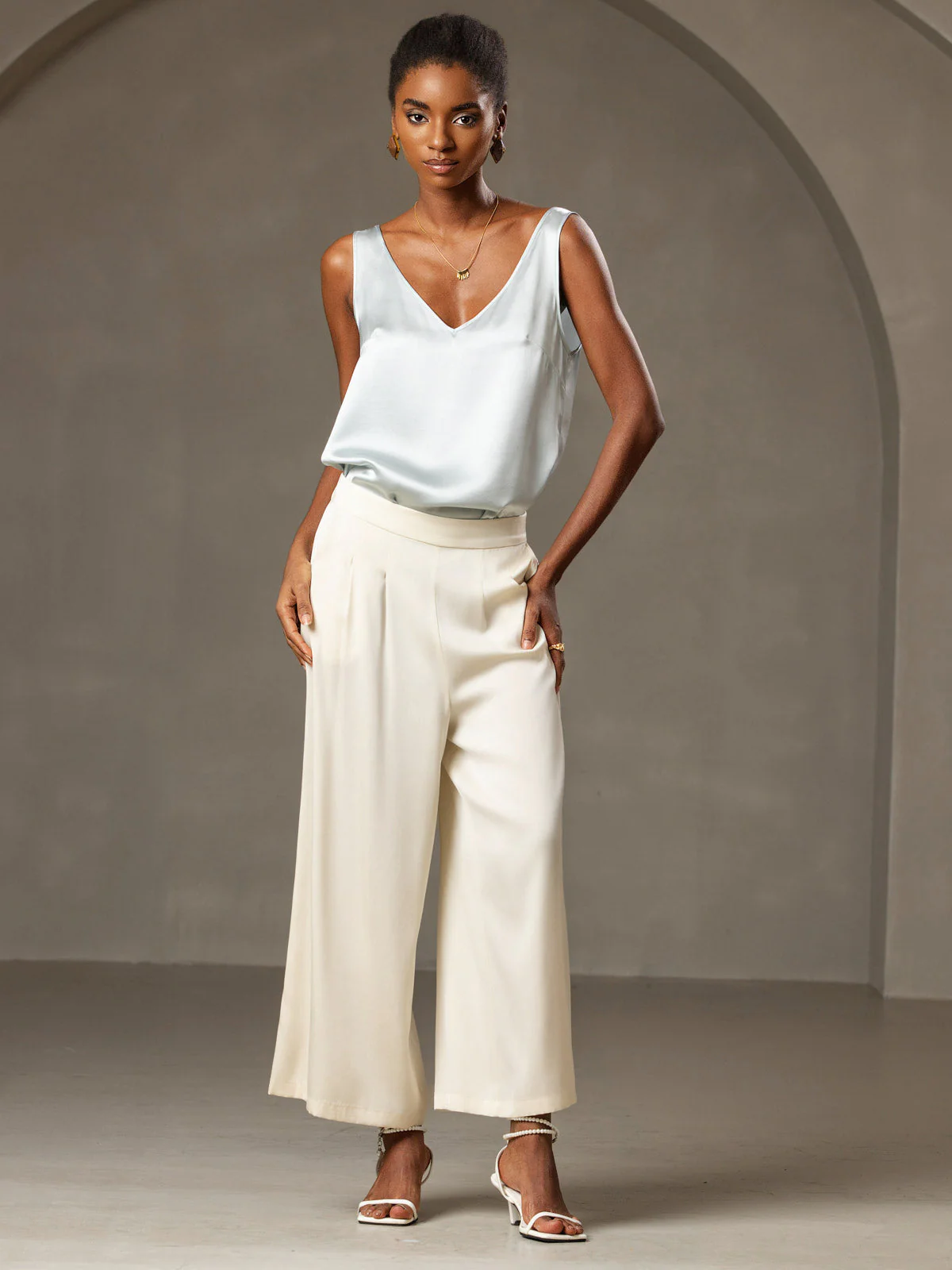 19Momme Silke V-hals strop TankTop - Image 55