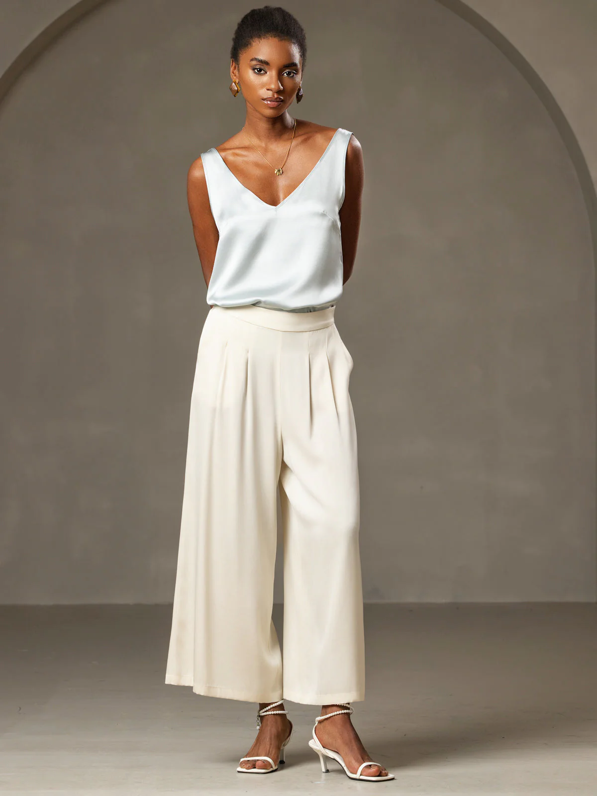 19Momme Silke V-hals strop TankTop - Image 56