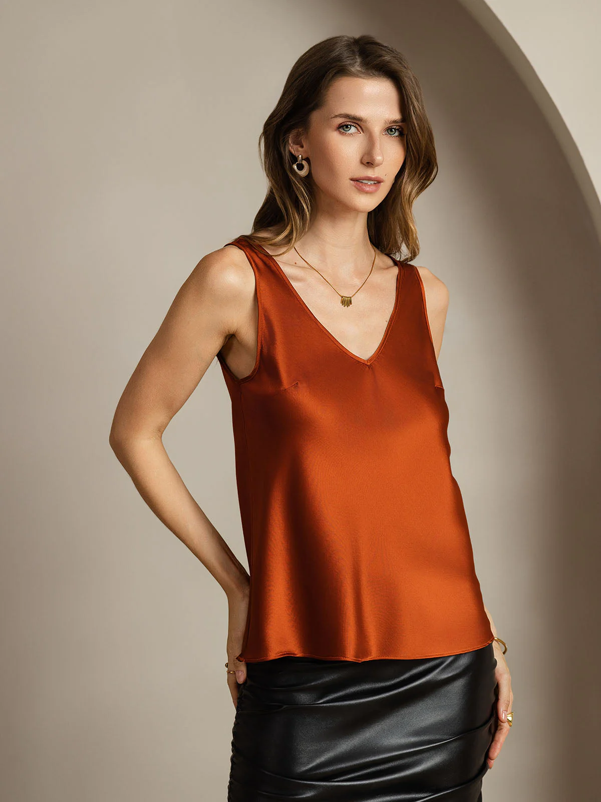19Momme Silke V-hals strop TankTop - Image 71