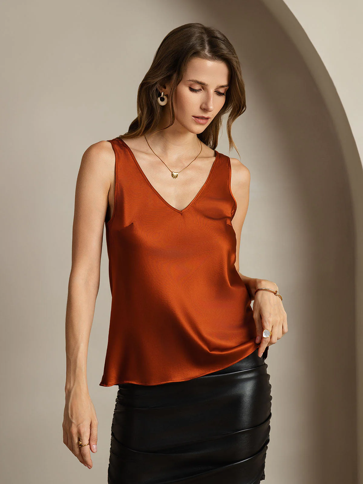 19Momme Silke V-hals strop TankTop - Image 75