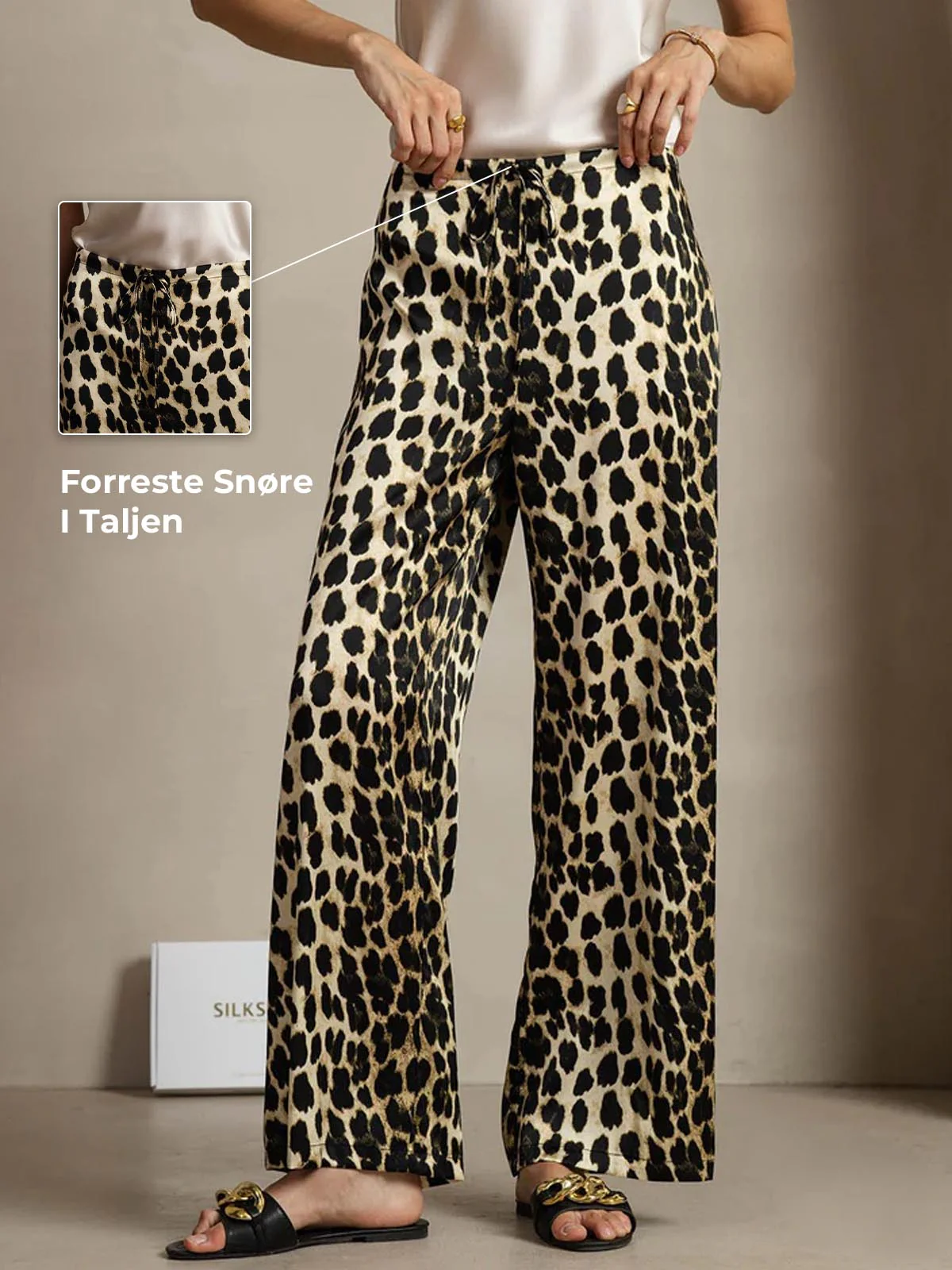 19Momme Silke Leopardprint Vide Damebukser Med Sidelommer Design - Image 2