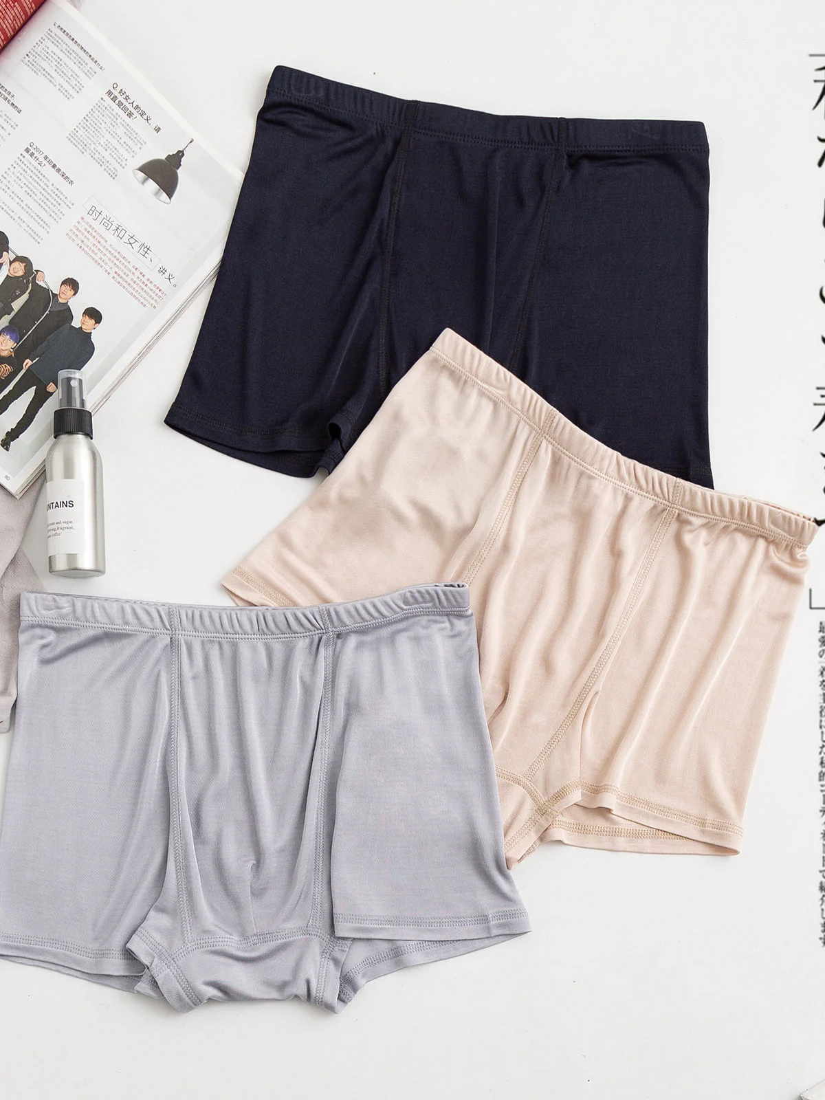 3-Pak Herre Boxershorts i Ren Silke - Image 19