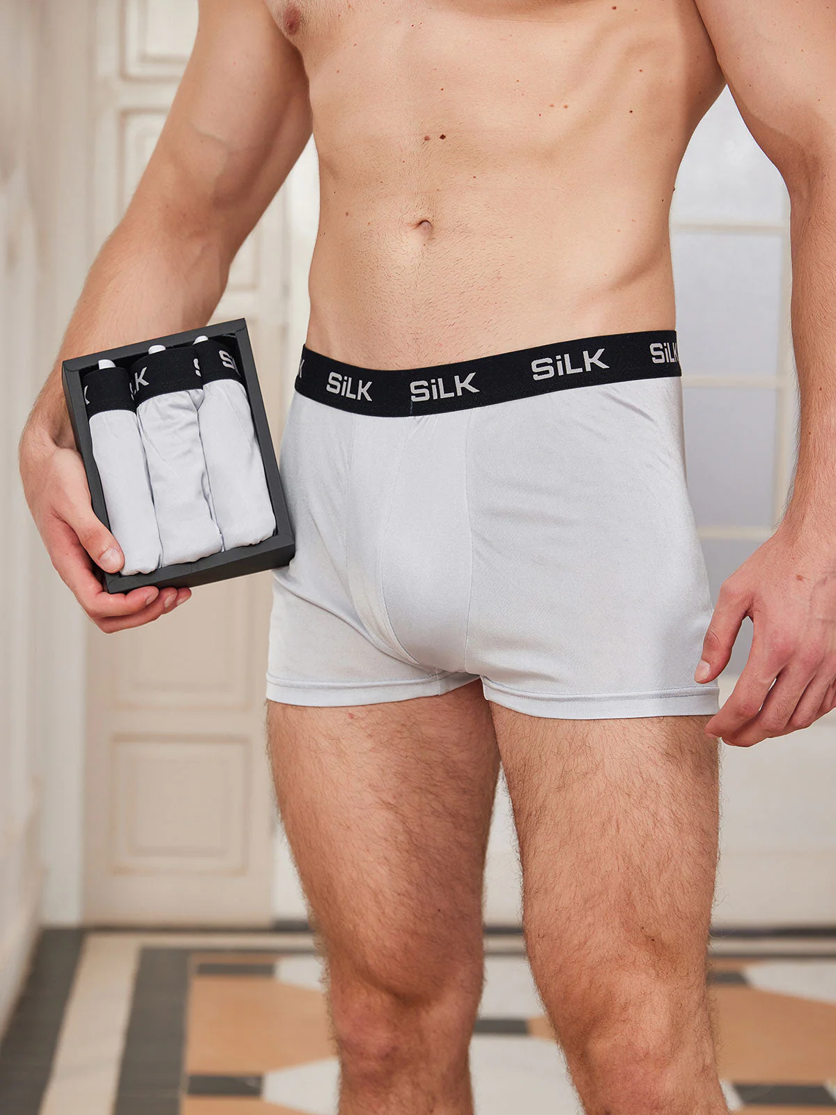 3-Pak Herre Ultra Bløde Komfortable Boxershorts i Ren Silke - Image 12