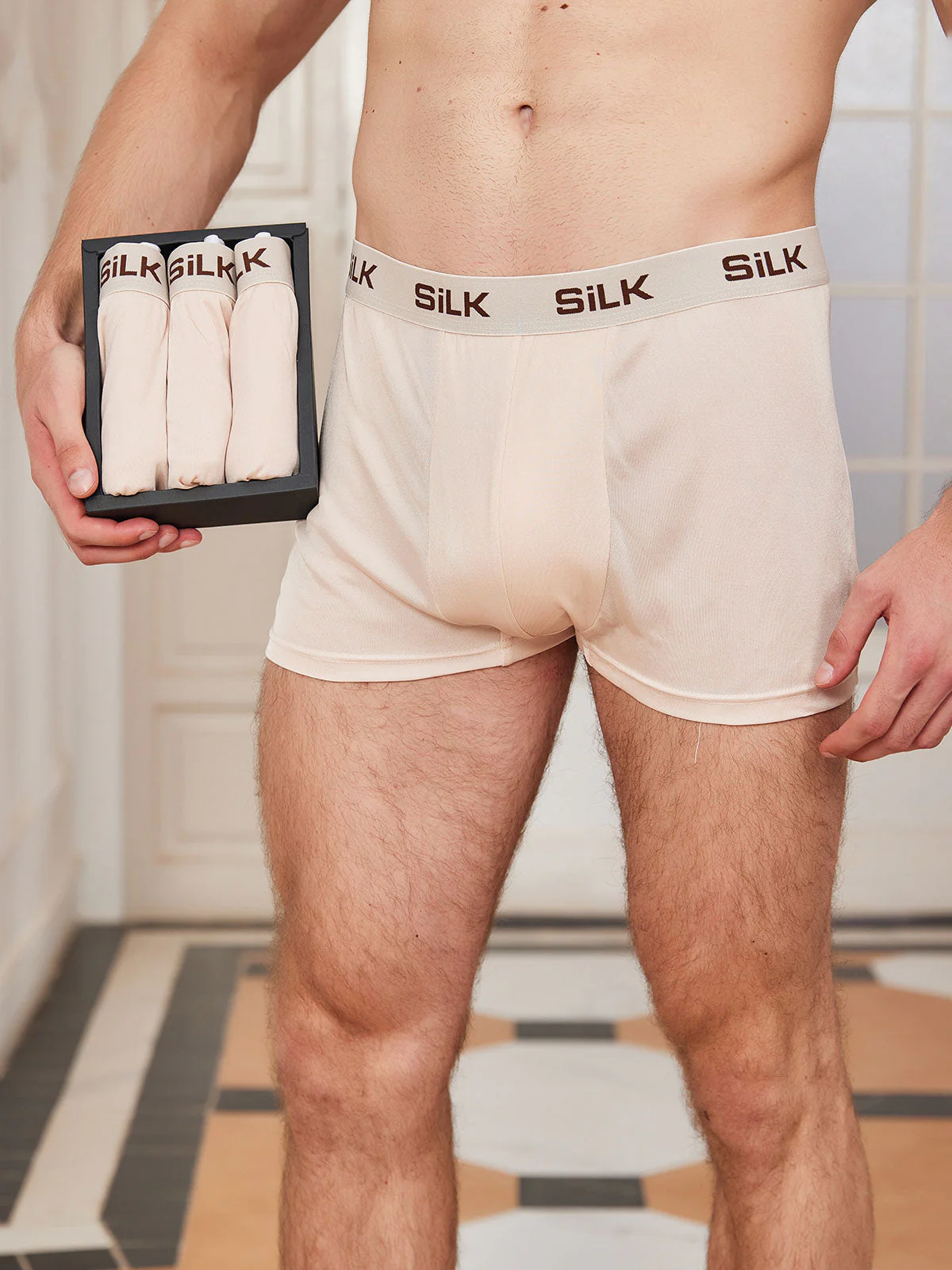 3-Pak Herre Ultra Bløde Komfortable Boxershorts i Ren Silke - Image 16