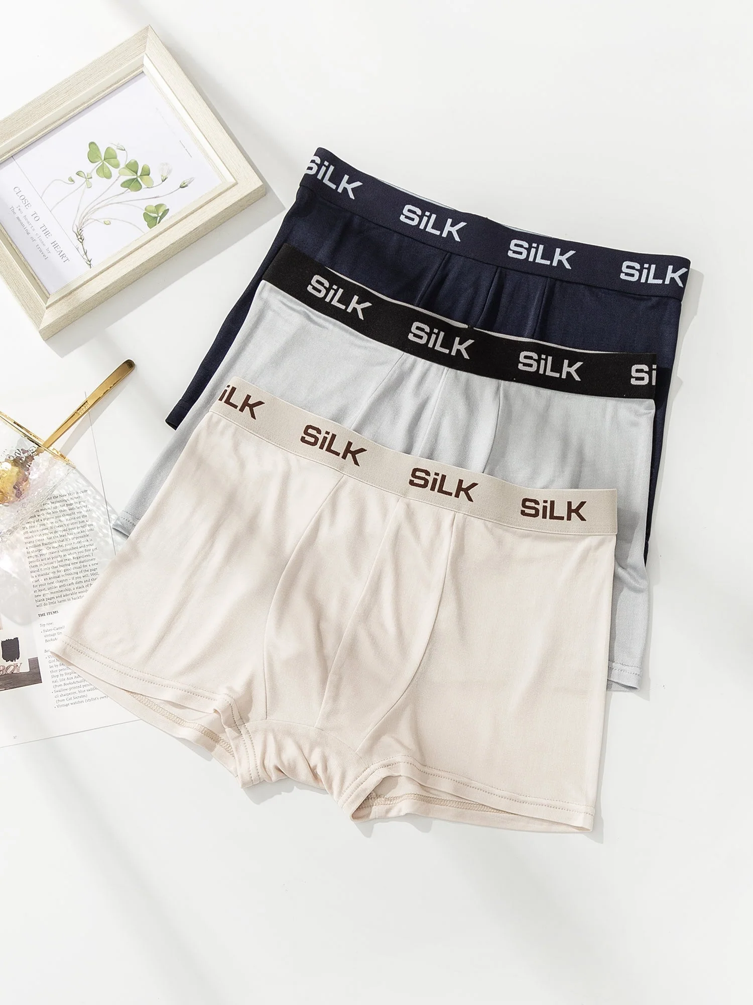 3-Pak Herre Ultra Bløde Komfortable Boxershorts i Ren Silke - Image 23