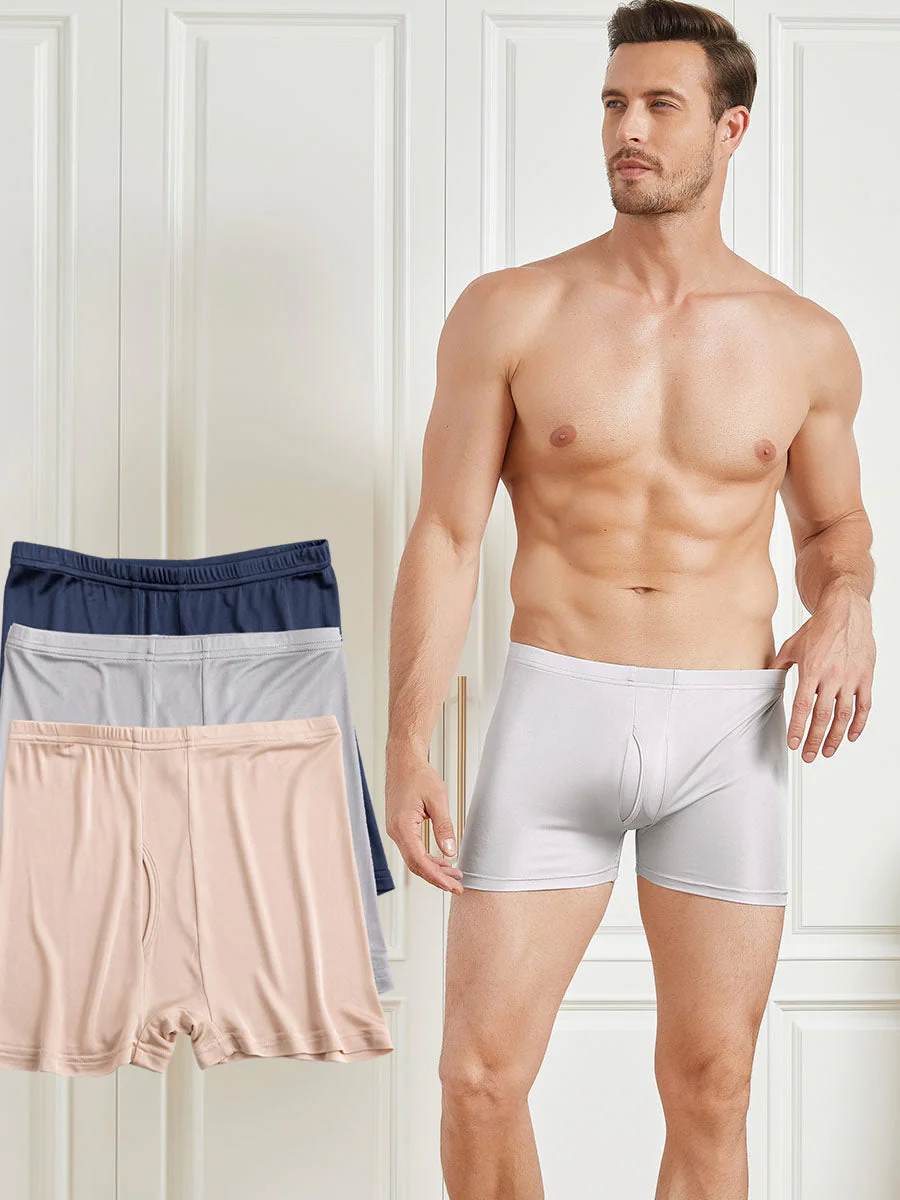 3-Pak Herre Boxershorts i Ren Silke med Åben Front - Image 19