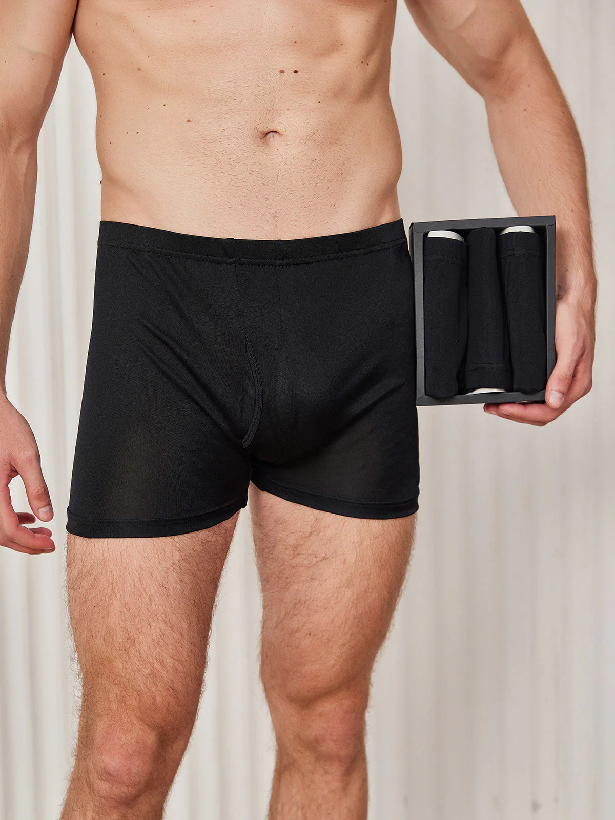 3-Pak Herre Boxershorts i Ren Silke med Åben Front - Image 9