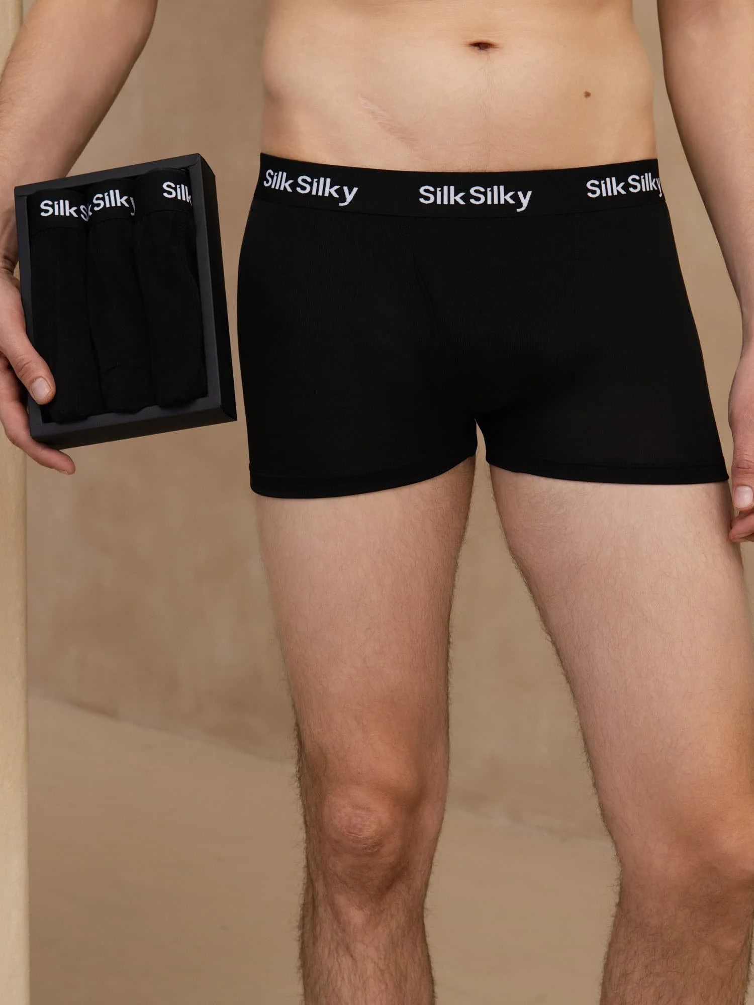 3 Stk Ren Silke Mænds Komfort Åndbar Boxer Brief Undertøj - Image 6