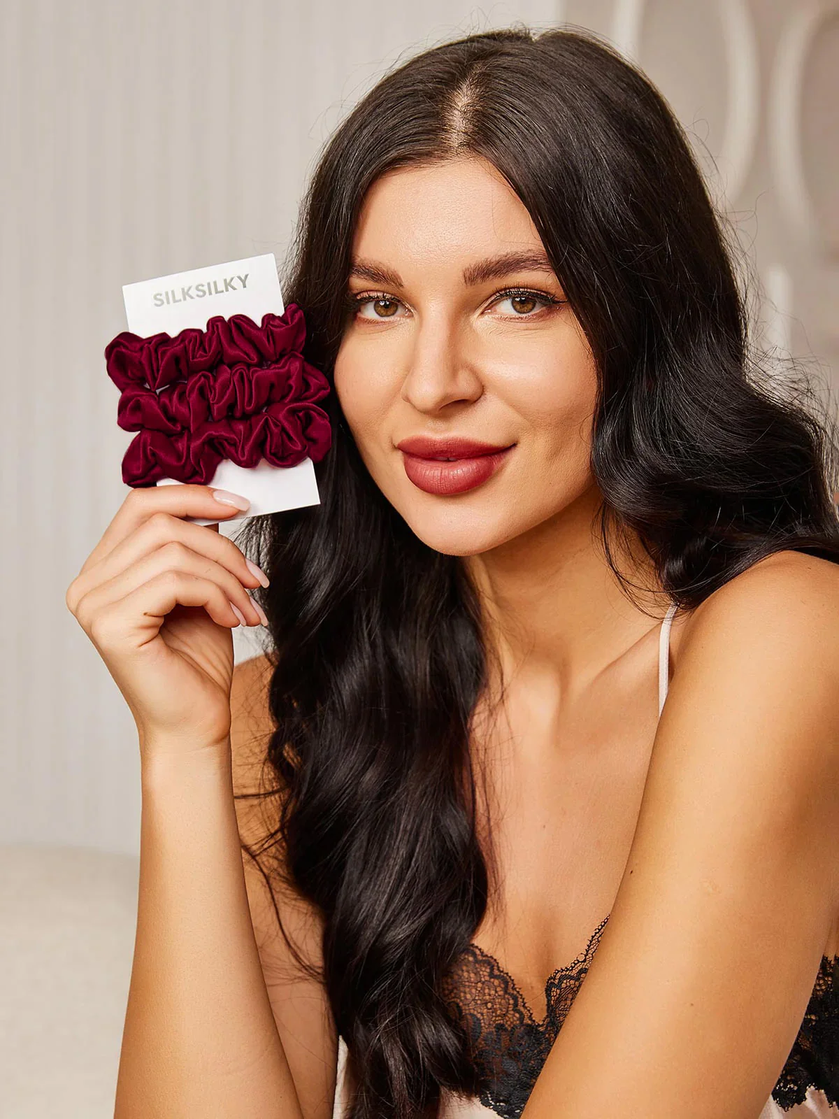 3Stk Ren Silke Klassisk Hår Scrunchies - 2cm - Image 31