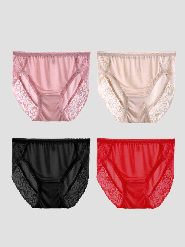 4 Stk. Sexet Blonde Dameundertøj i Silkejersey (BH Ikke Inkluderet) - Image 3