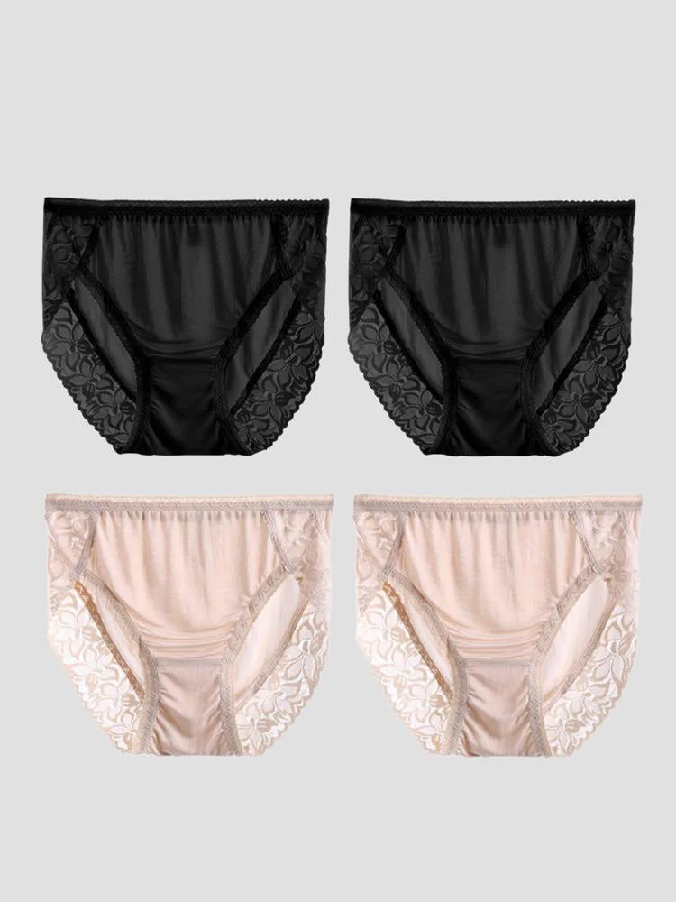 4 Stk. Sexet Blonde Dameundertøj i Silkejersey (BH Ikke Inkluderet) - Image 6